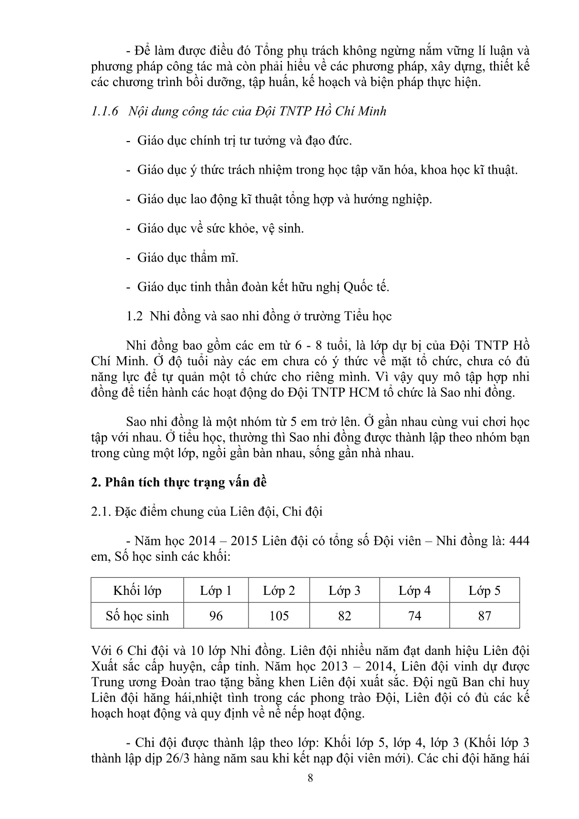 SKKN Một số kinh nghiệm nâng cao chất lượng công tác Đội - Phong trào thiếu nhi ở trường Tiểu học trang 8