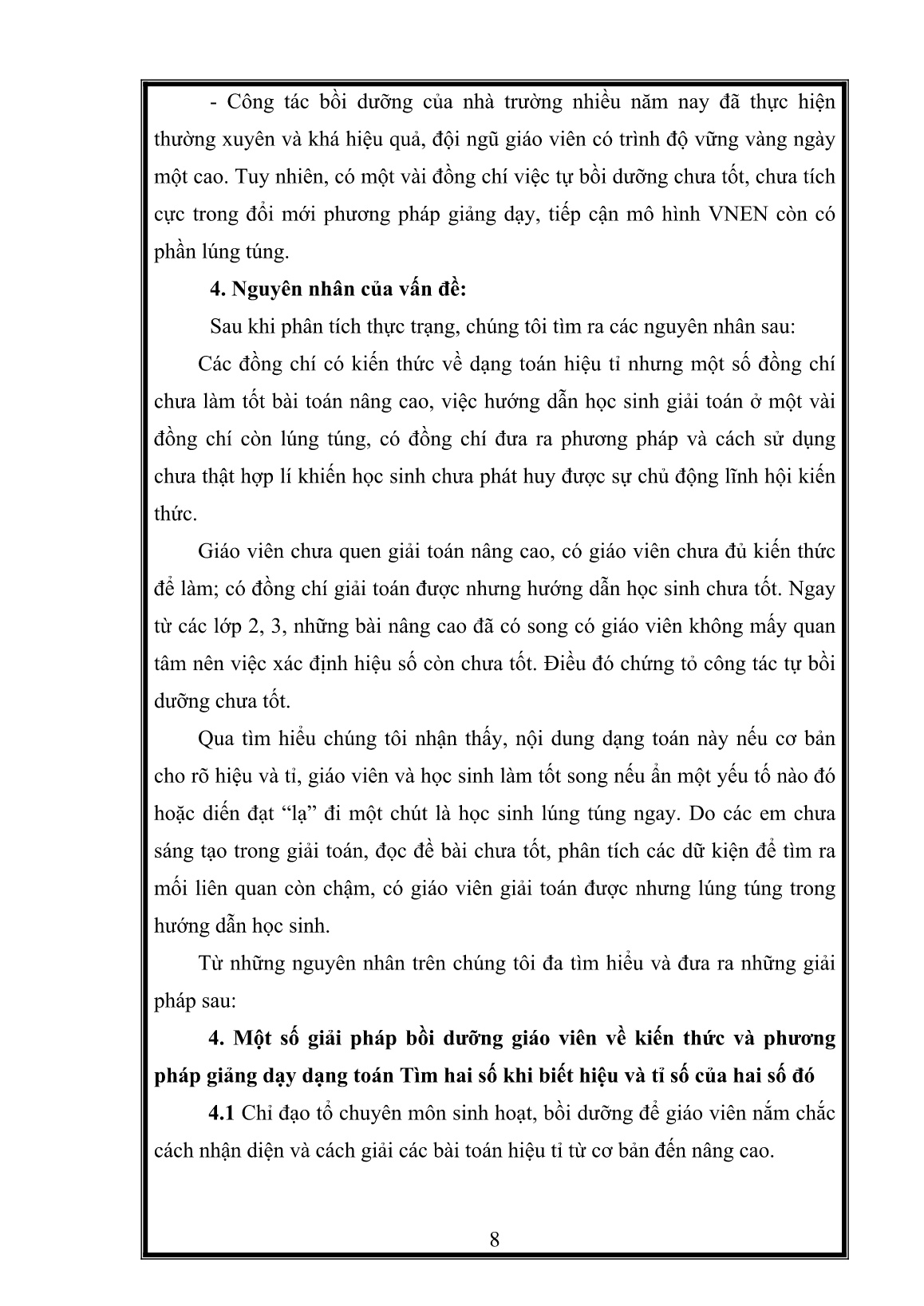 SKKN Bồi dưỡng giáo viên dạy tốt dạng toán Tìm hai số khi biết hiệu và tỉ số của hai số đó trang 8