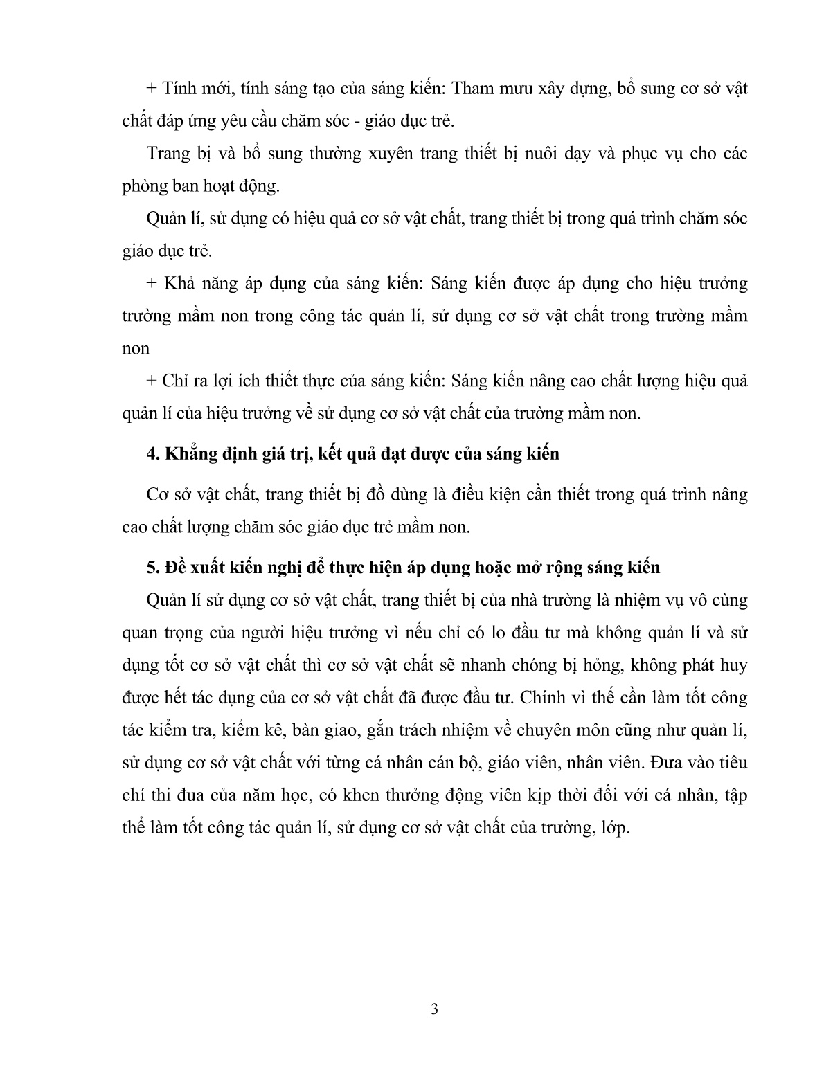 SKKN Biện pháp nâng cao chất lượng quản lí sử dụng cơ sở vật chất trong Trường Mầm non trang 3