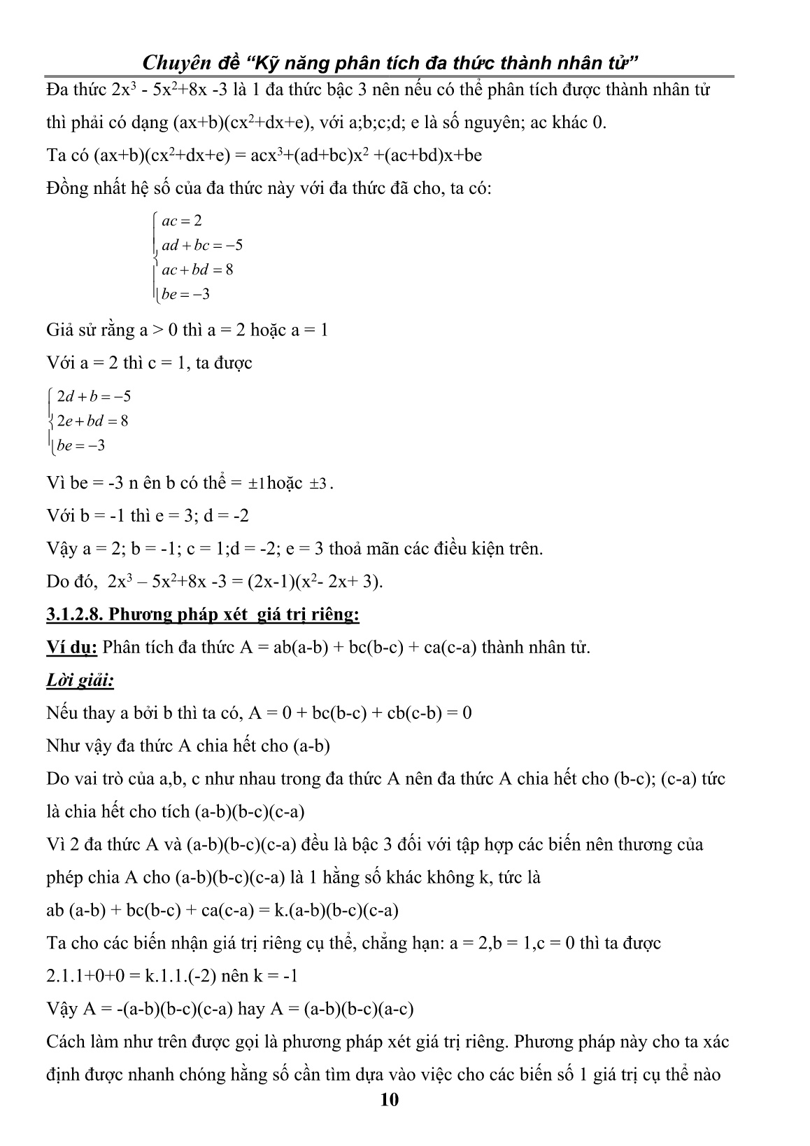 Chuyên đề Kỹ năng phân tích đa thức thành nhân tử trang 10