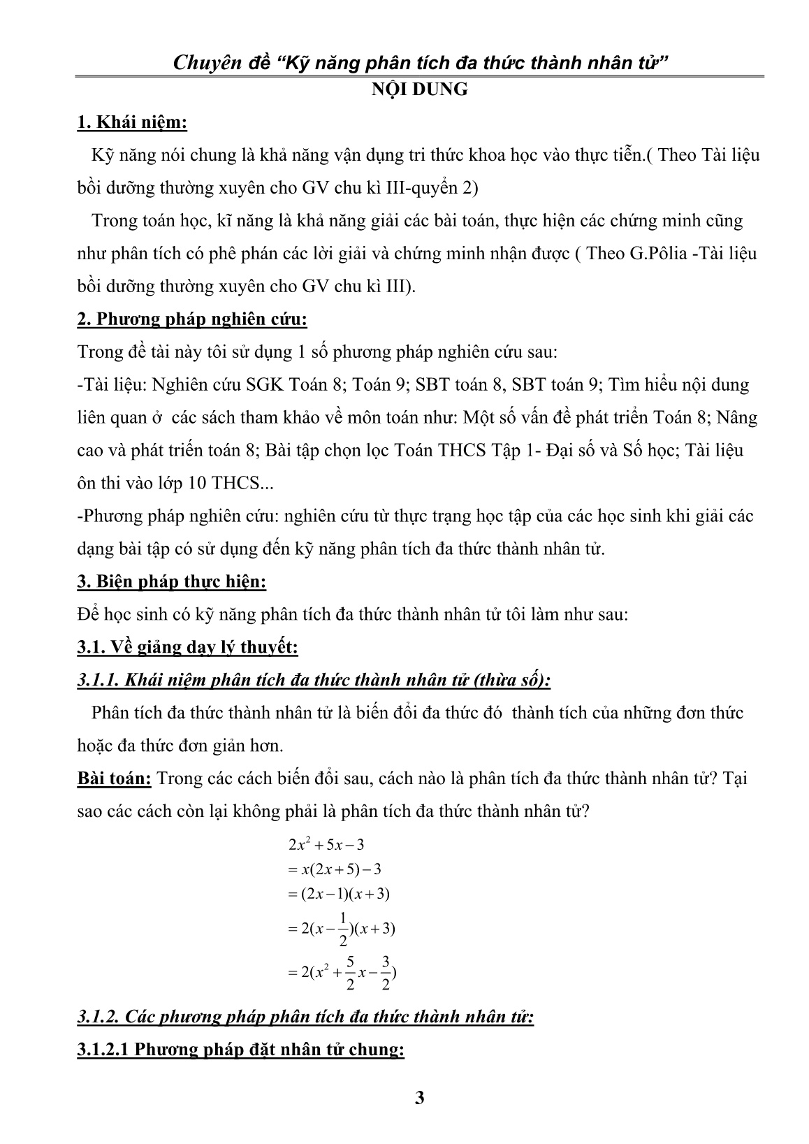 Chuyên đề Kỹ năng phân tích đa thức thành nhân tử trang 3