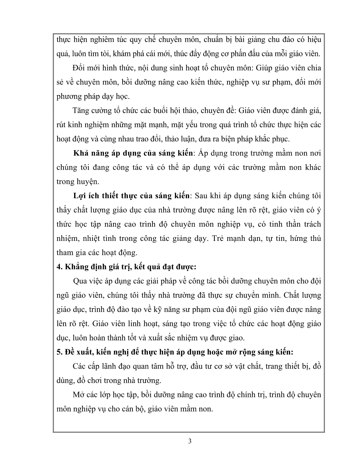 SKKN Nâng cao chất lượng bồi dưỡng chuyên môn cho đội ngũ giáo viên trong Trường Mầm non đáp ứng yêu cầu đổi mới trang 3