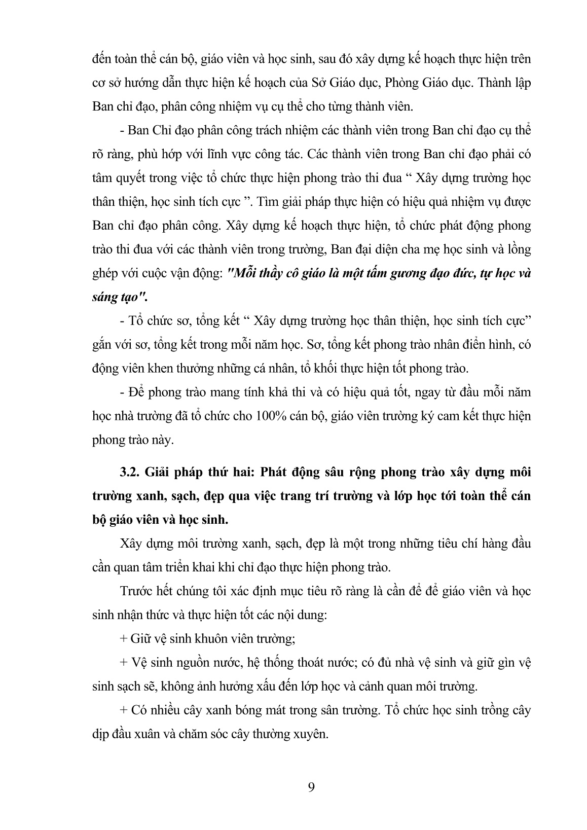 SKKN Một số giải pháp chỉ đạo hiệu quả phong trào xây dựng trường học thân thiện, học sinh tích cực ở Trường Tiểu học trang 9