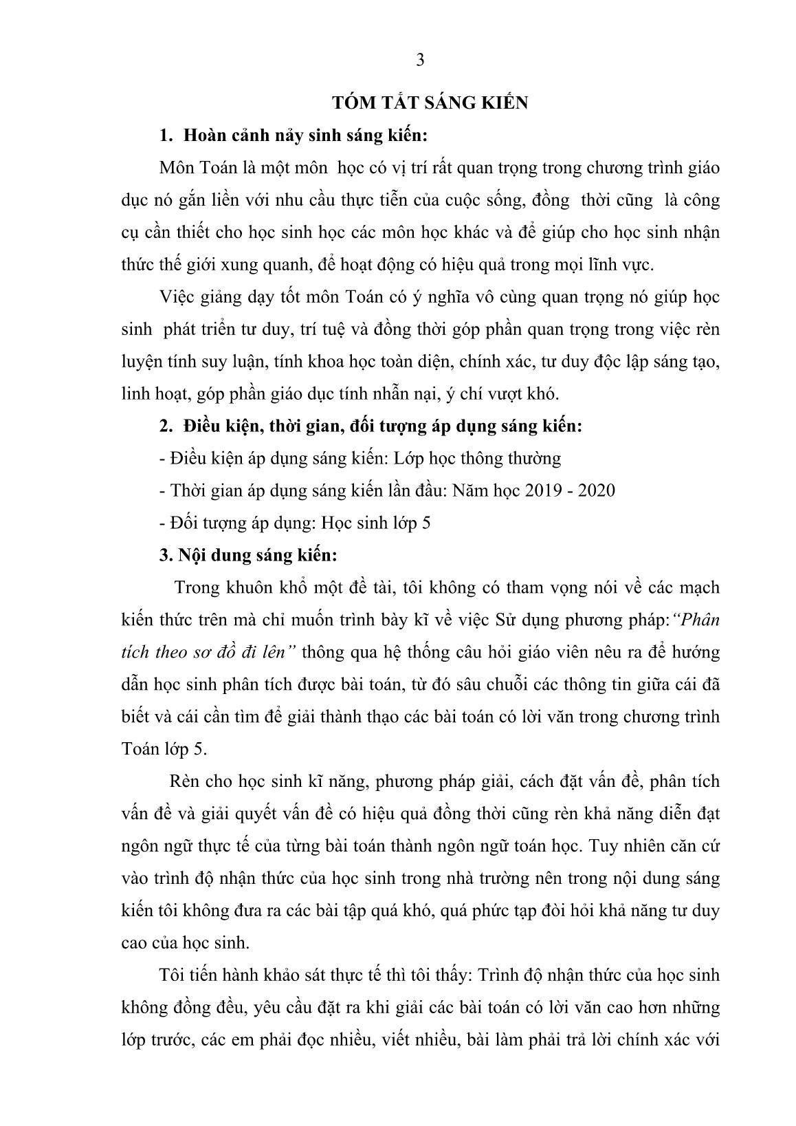 SKKN Sử dụng phương pháp  Phân tích sơ đồ đi lên để nâng cao kĩ năng giải Toán có lời văn cho học sinh Lớp 5 trang 3