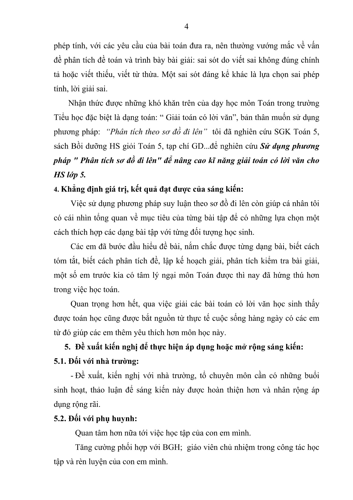 SKKN Sử dụng phương pháp  Phân tích sơ đồ đi lên để nâng cao kĩ năng giải Toán có lời văn cho học sinh Lớp 5 trang 4