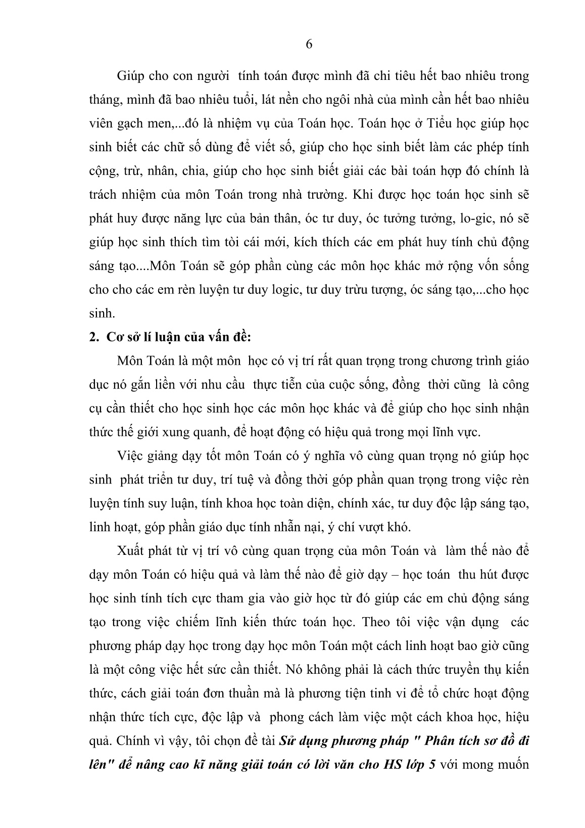 SKKN Sử dụng phương pháp  Phân tích sơ đồ đi lên để nâng cao kĩ năng giải Toán có lời văn cho học sinh Lớp 5 trang 6