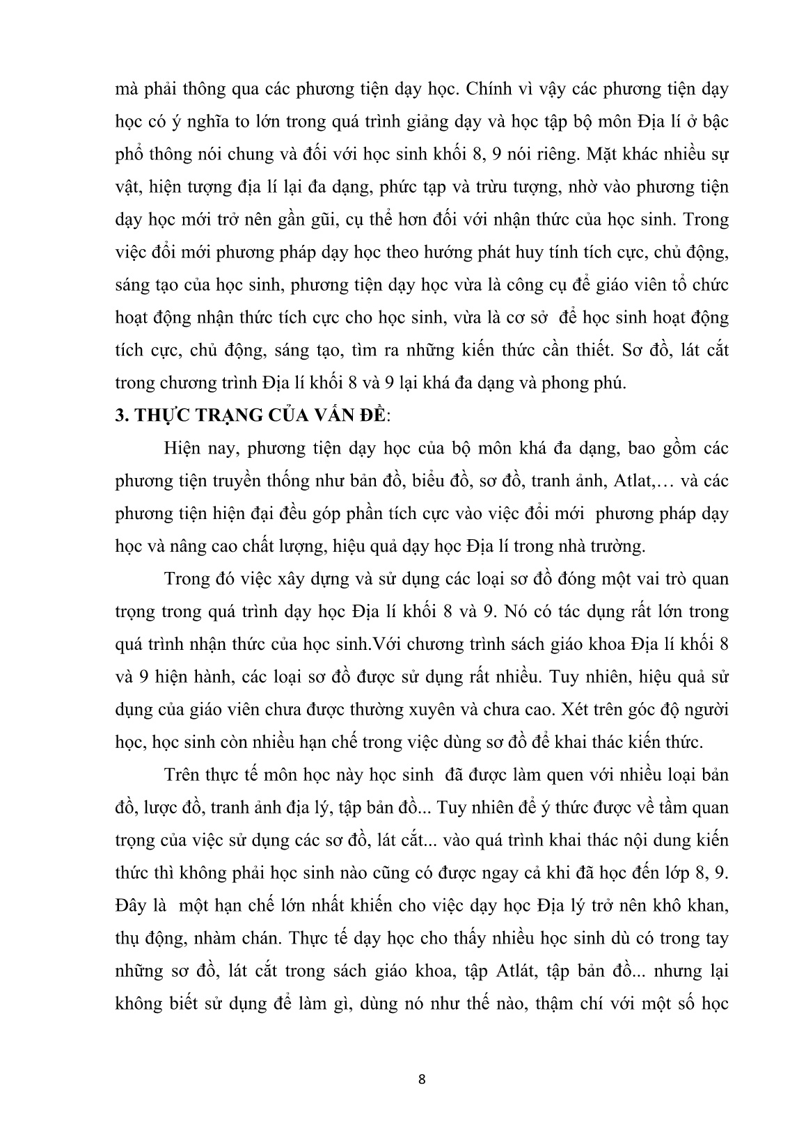 SKKN Sử dụng sơ đồ, lát cắt Địa lí góp phần hình thành năng lực chuyên biệt cho học sinh Khối 8, 9 trang 8