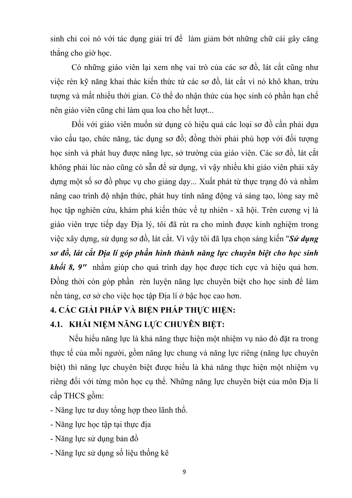 SKKN Sử dụng sơ đồ, lát cắt Địa lí góp phần hình thành năng lực chuyên biệt cho học sinh Khối 8, 9 trang 9