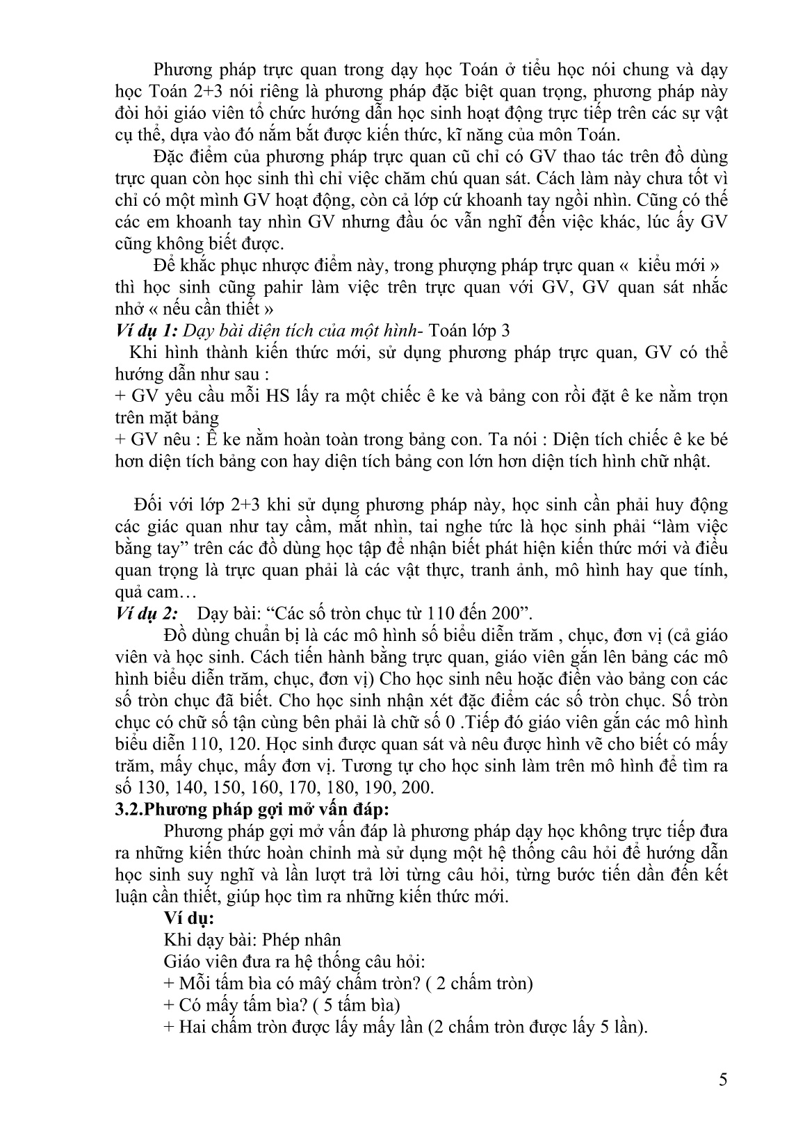 Chuyên đề Vận dụng các phương pháp dạy học môn Toán Lớp 2+ 3 nhằm phát triển năng lực học tập của học sinh trang 5