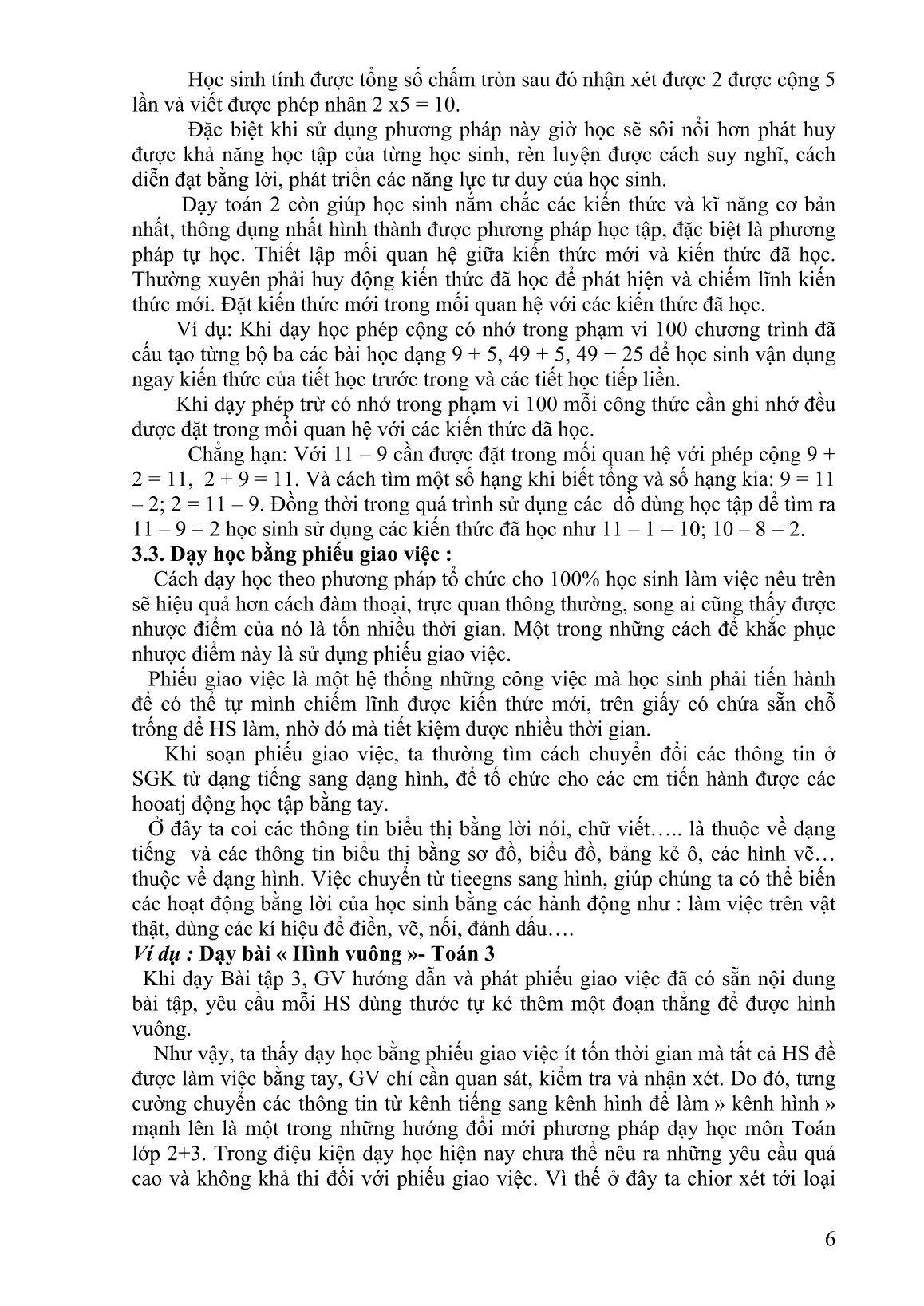 Chuyên đề Vận dụng các phương pháp dạy học môn Toán Lớp 2+ 3 nhằm phát triển năng lực học tập của học sinh trang 6