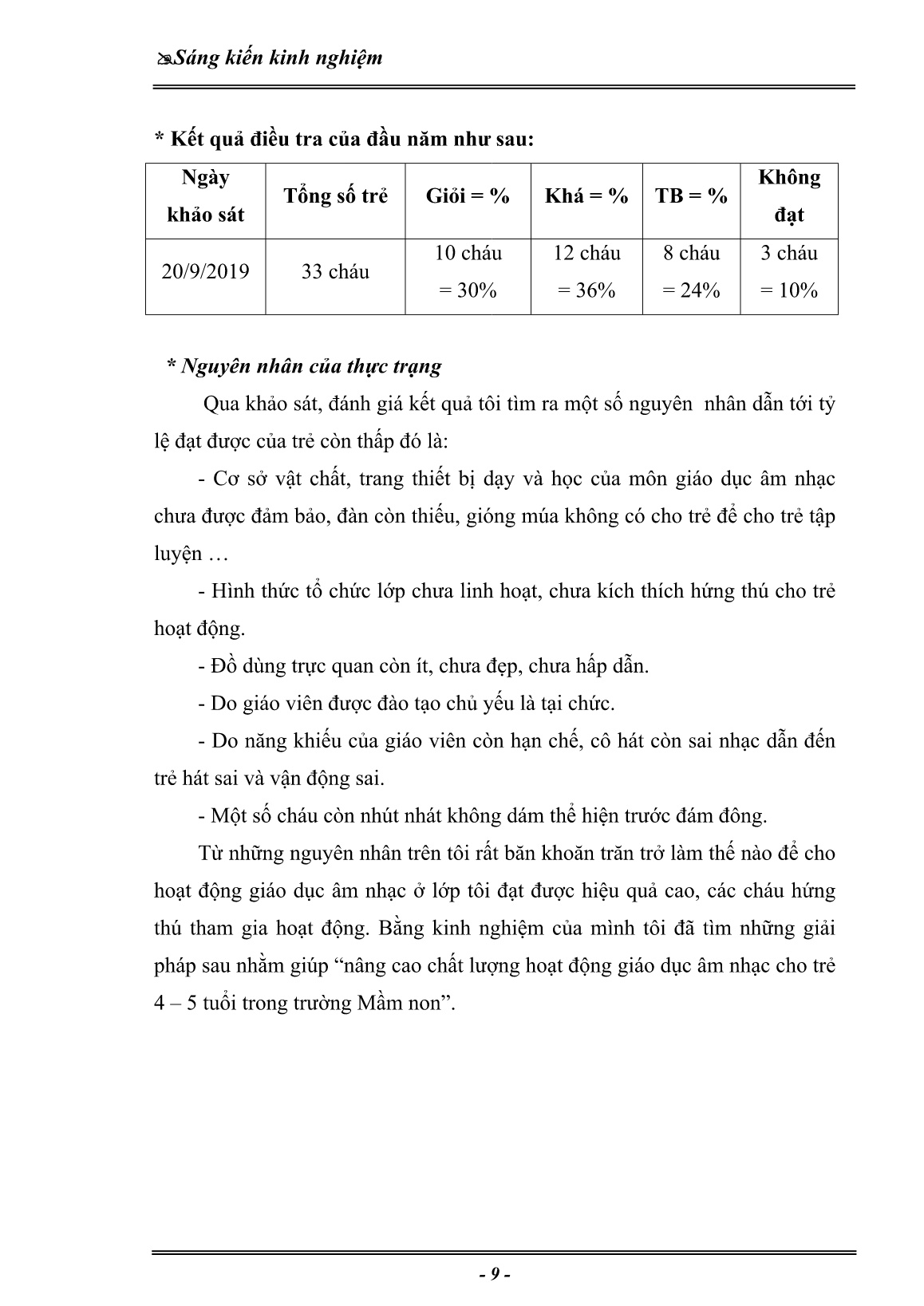 Sáng kiến kinh nghiệm Một số biện pháp nâng cao chất lượng giáo dục Âm nhạc đối với trẻ 4 - 5 tuổi trong trường Mầm non trang 9