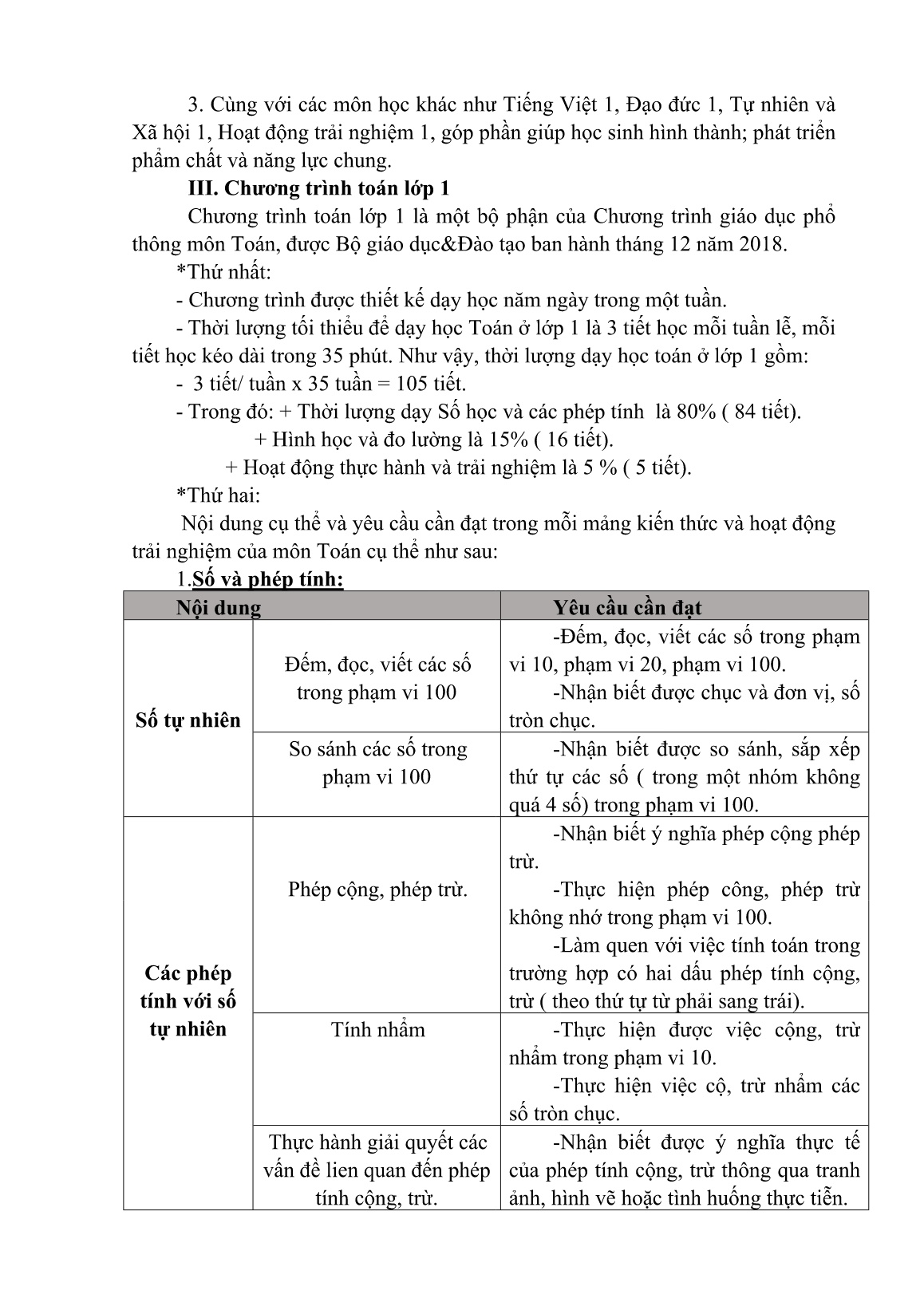 Chuyên đề Tổ chức dạy học Toán Lớp 1 theo chương trình giáo dục phổ thông 2018 trang 3