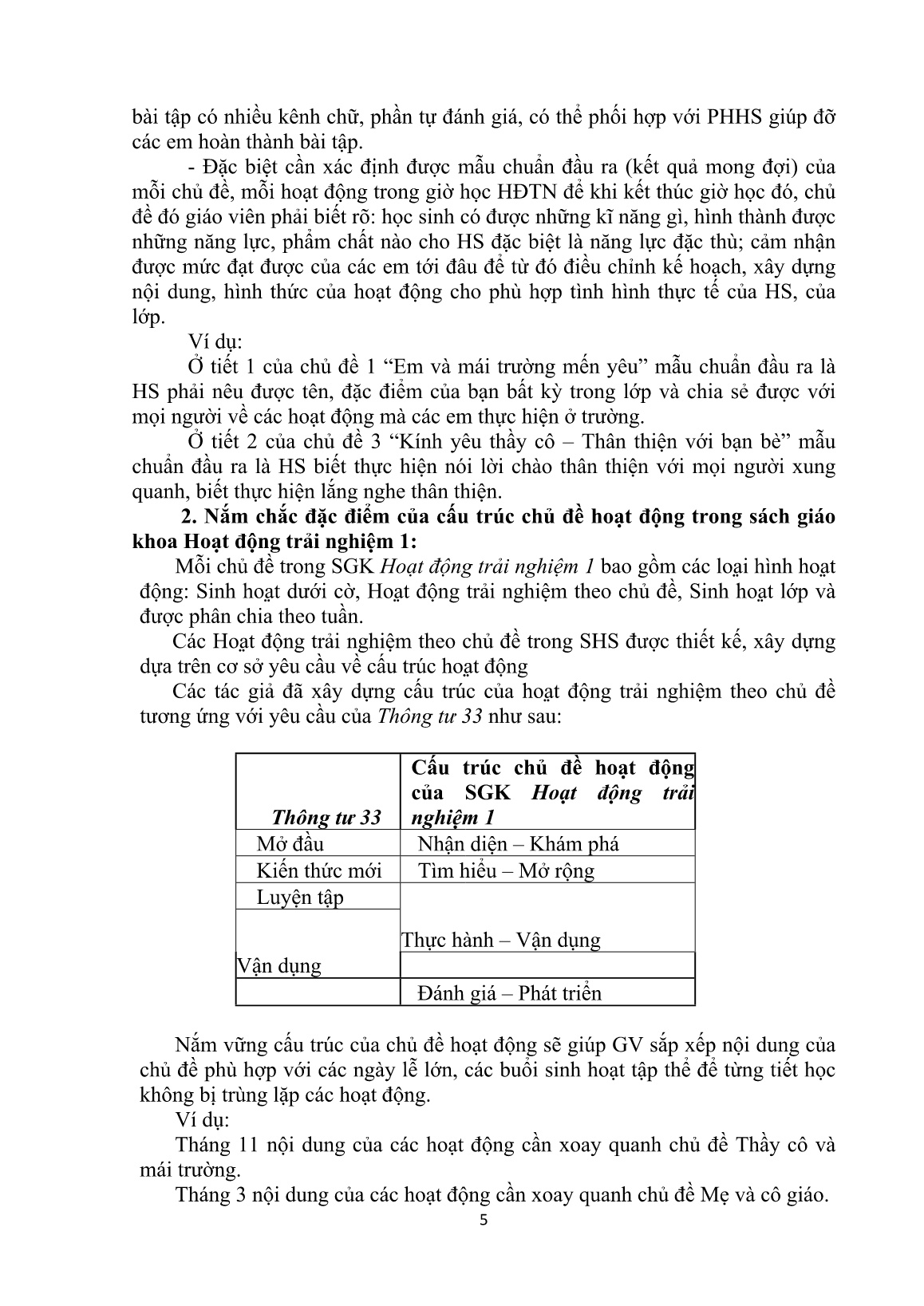 Chuyên đề Tổ chức Hoạt động trải nghiệm ở Lớp 1 theo chương trình giáo dục phổ thông 2018 trang 4