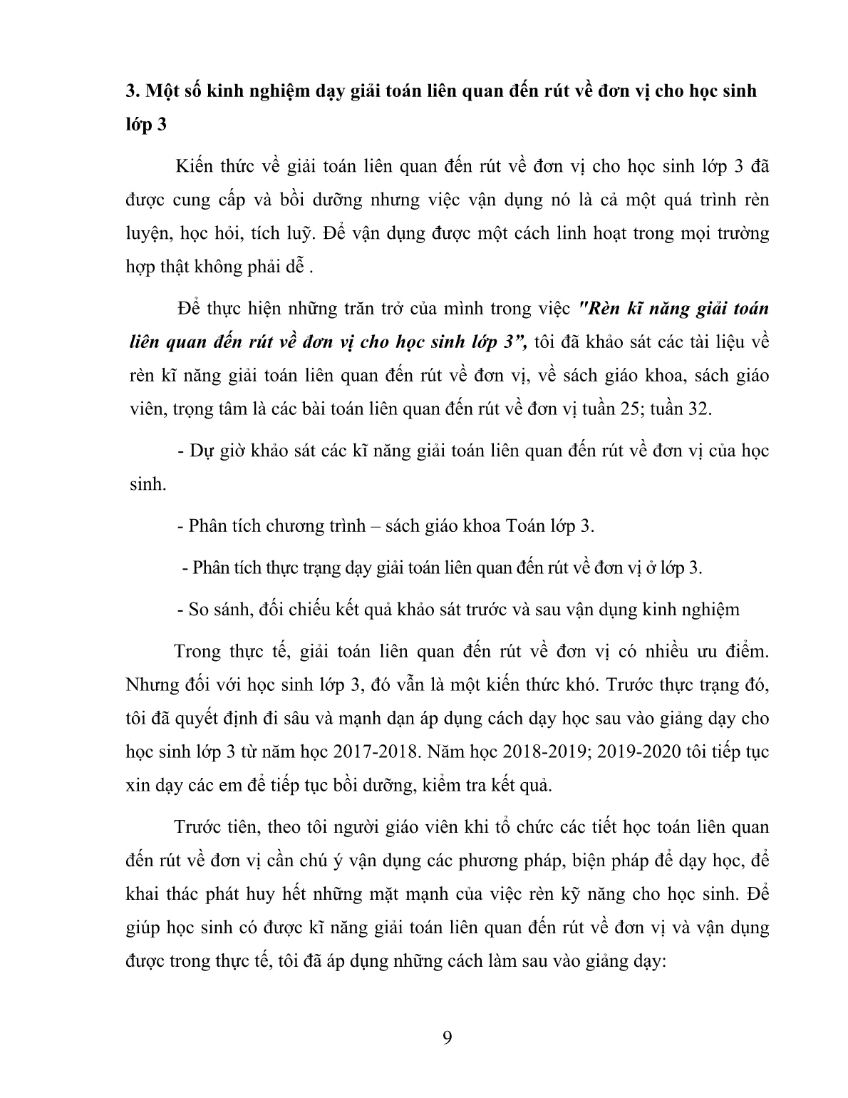 SKKN Một số biện pháp giúp học sinh Lớp 3 rèn kĩ năng giải toán liên quan đến rút về đơn vị trang 9