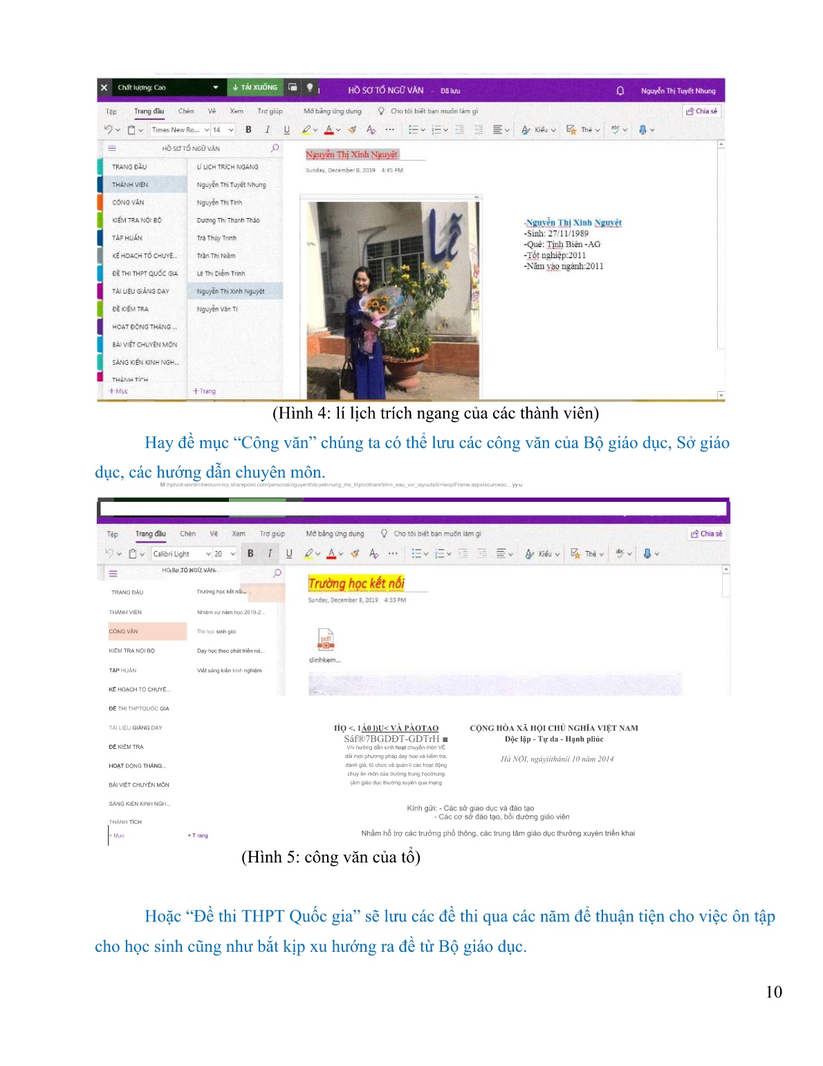 Sáng kiến kinh nghiệm Ứng dụng Microsoft Onenote trong quản lí hồ sơ tổ Ngữ Văn trang 10