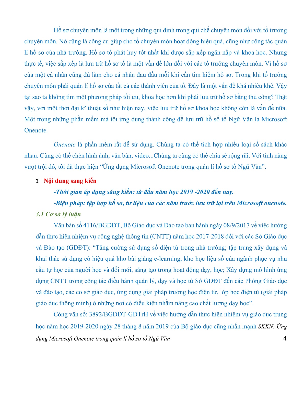 Sáng kiến kinh nghiệm Ứng dụng Microsoft Onenote trong quản lí hồ sơ tổ Ngữ Văn trang 5