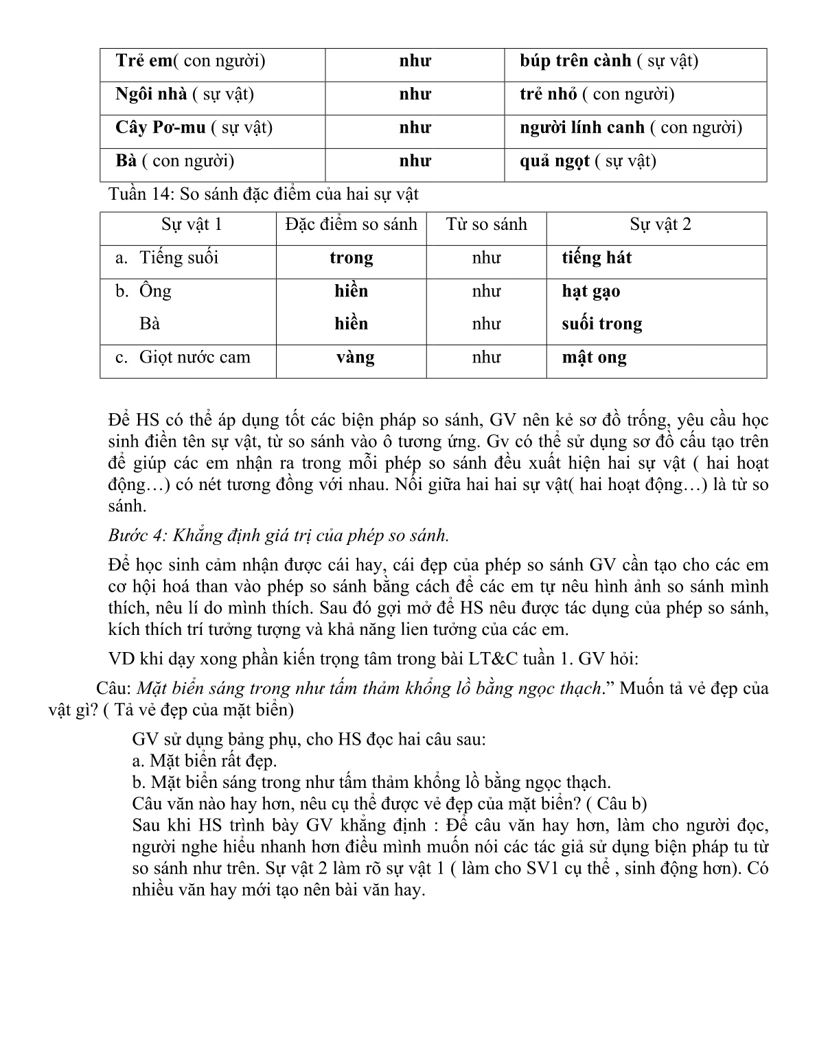 Chuyền đề Nâng cao chất lượng dạy - Học biện pháp tu từ so sánh cho học sinh Lớp 3 trang 7