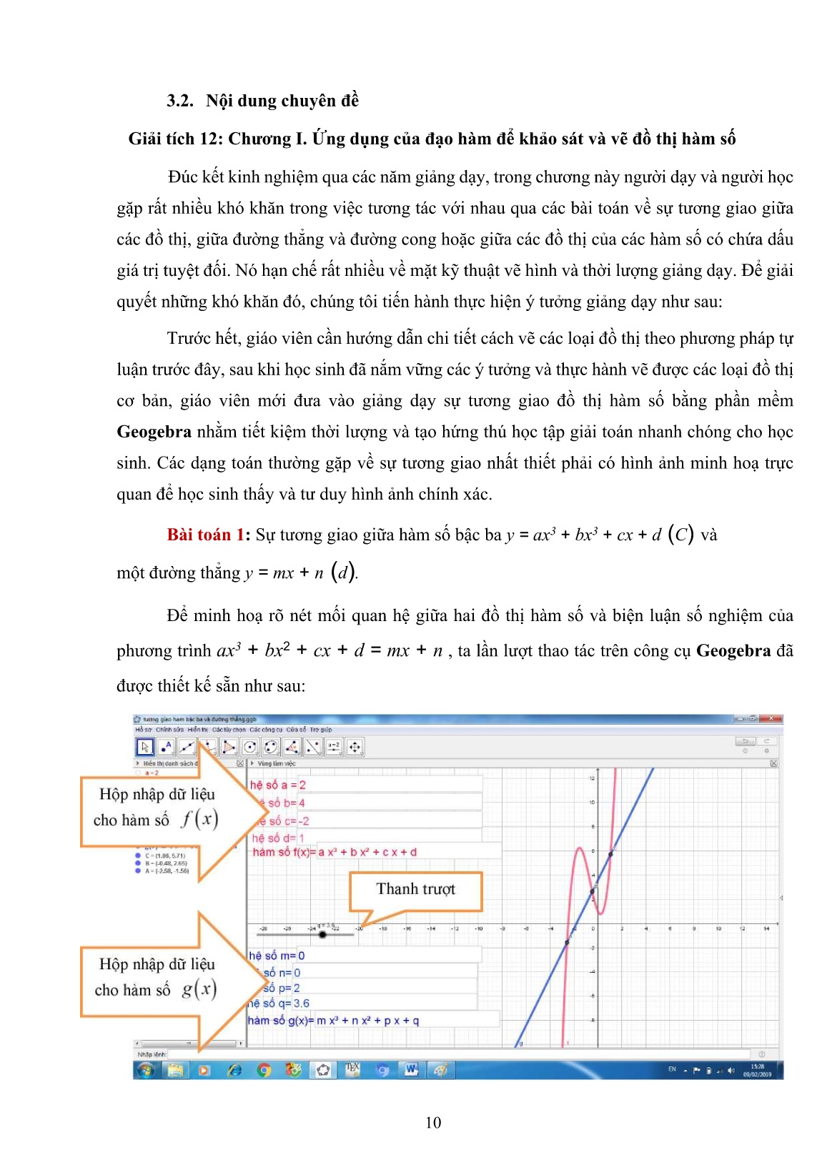 Sáng kiến kinh nghiệm Sử dụng phần mềm Geogebra trong dạy Toán tạo hứng thú học tập cho học sinh Lớp 12 Trường THPT Võ Thành Trinh trang 10