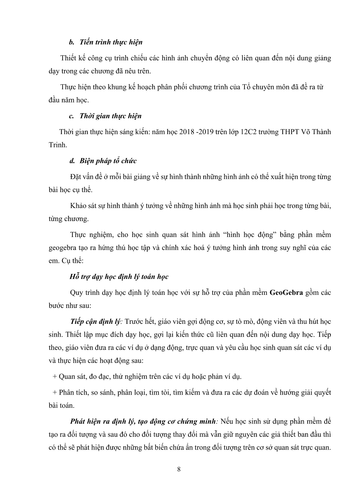 Sáng kiến kinh nghiệm Sử dụng phần mềm Geogebra trong dạy Toán tạo hứng thú học tập cho học sinh Lớp 12 Trường THPT Võ Thành Trinh trang 8