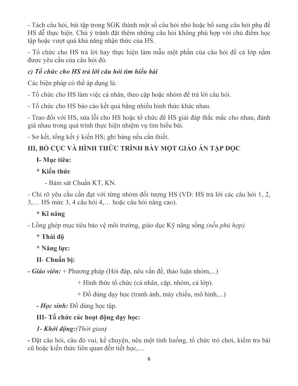 Chuyên đề Dạy tập đọc theo định hướng phát triển năng lực học sinh trang 6