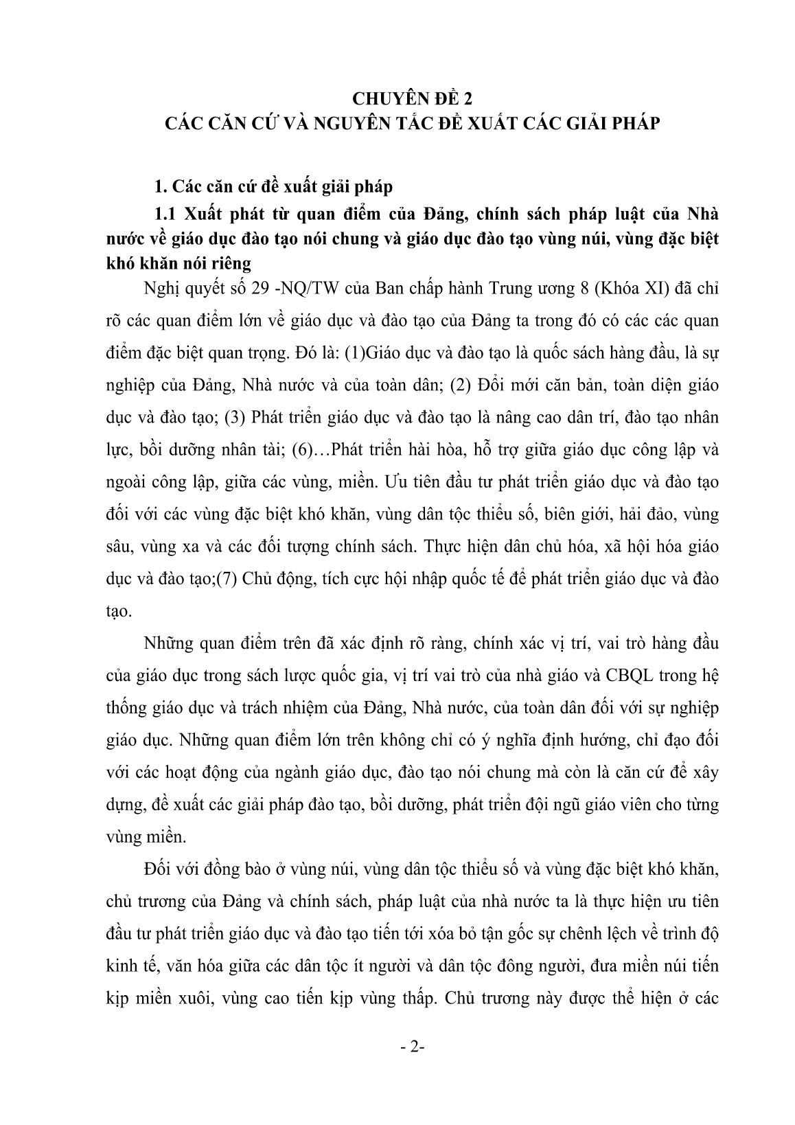 Chuyên đề Các căn cứ và nguyên tắc đề xuất các giải pháp trang 2