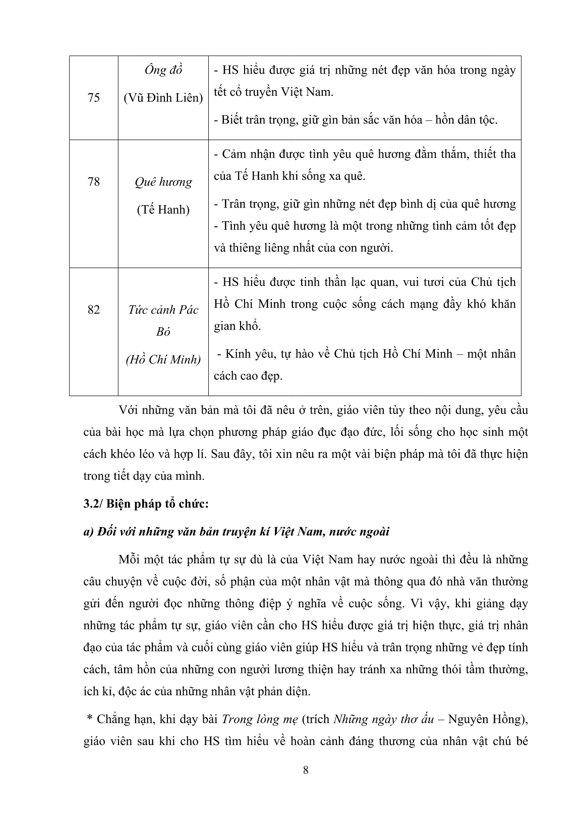 Sáng kiến kinh nghiệm Một số biện pháp giáo dục đạo đức, lối sống cho học sinh Lớp 8 qua môn Ngữ văn trang 8