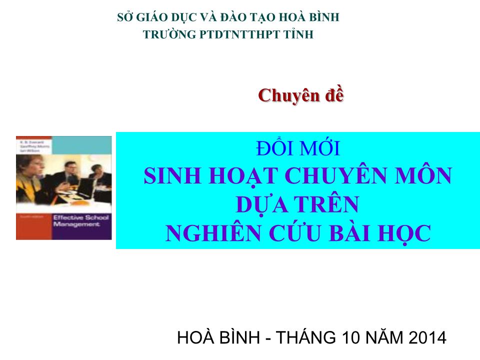 Chuyên đề Đổi mới sinh hoạt chuyên môn dựa trên nghiên cứu bài học trang 1