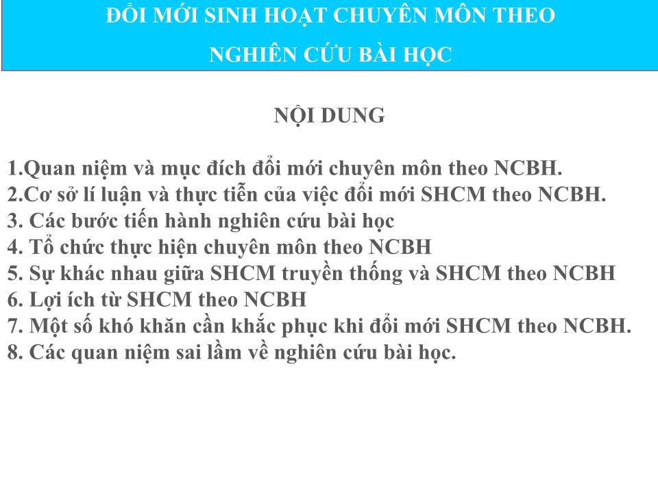 Chuyên đề Đổi mới sinh hoạt chuyên môn dựa trên nghiên cứu bài học trang 3