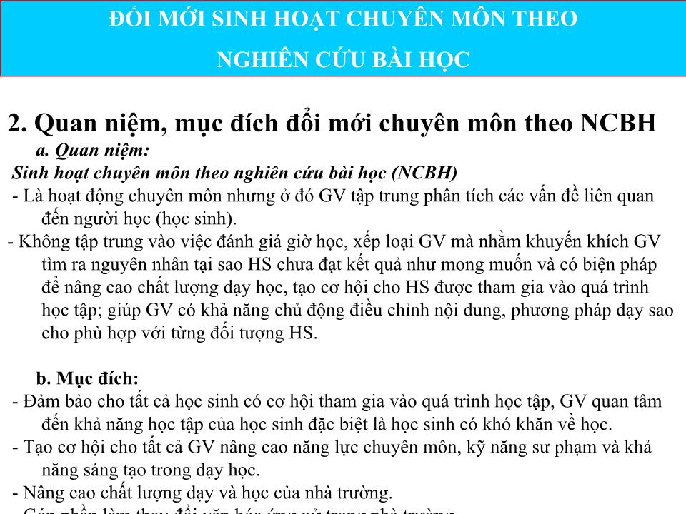 Chuyên đề Đổi mới sinh hoạt chuyên môn dựa trên nghiên cứu bài học trang 4