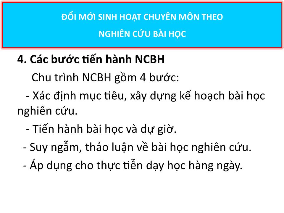 Chuyên đề Đổi mới sinh hoạt chuyên môn dựa trên nghiên cứu bài học trang 7