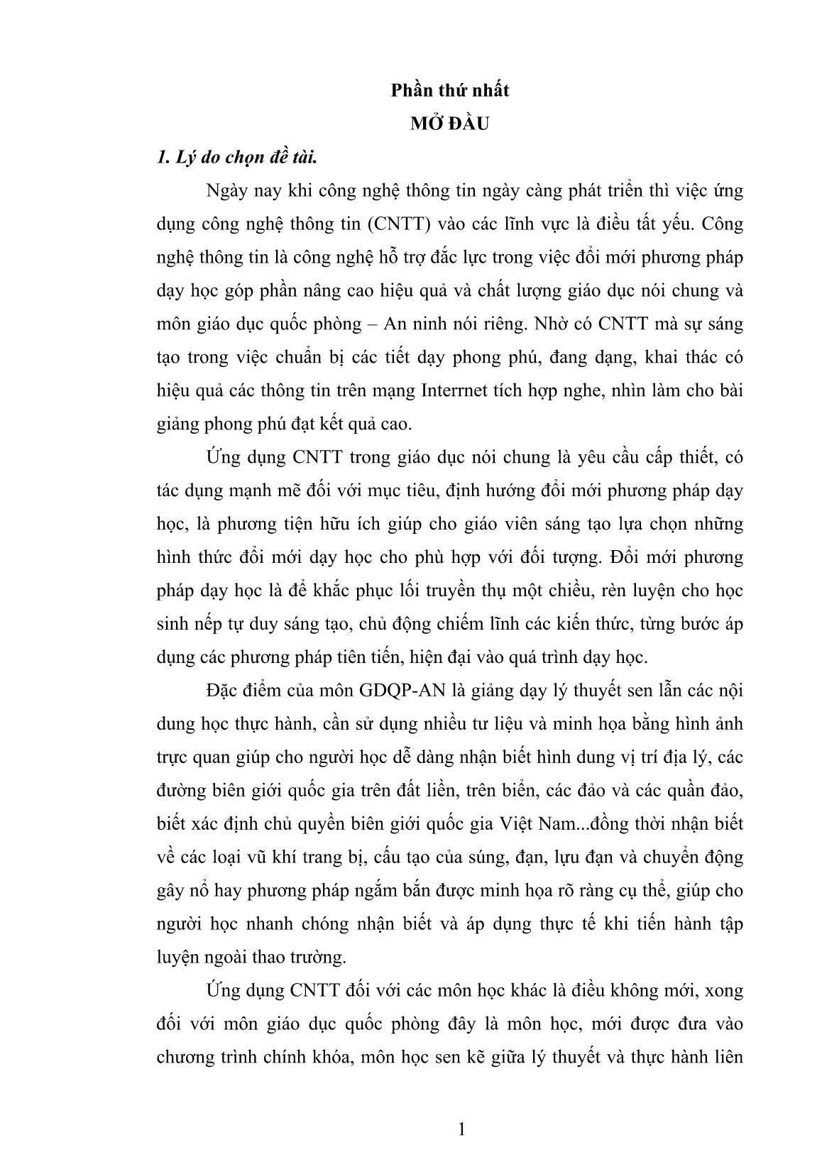 SKKN Ứng dụng công nghệ thông tin vào giảng dạy kỹ thuật sử dụng súng AK và súng trường CKC cho học sinh 11 THPT trang 1