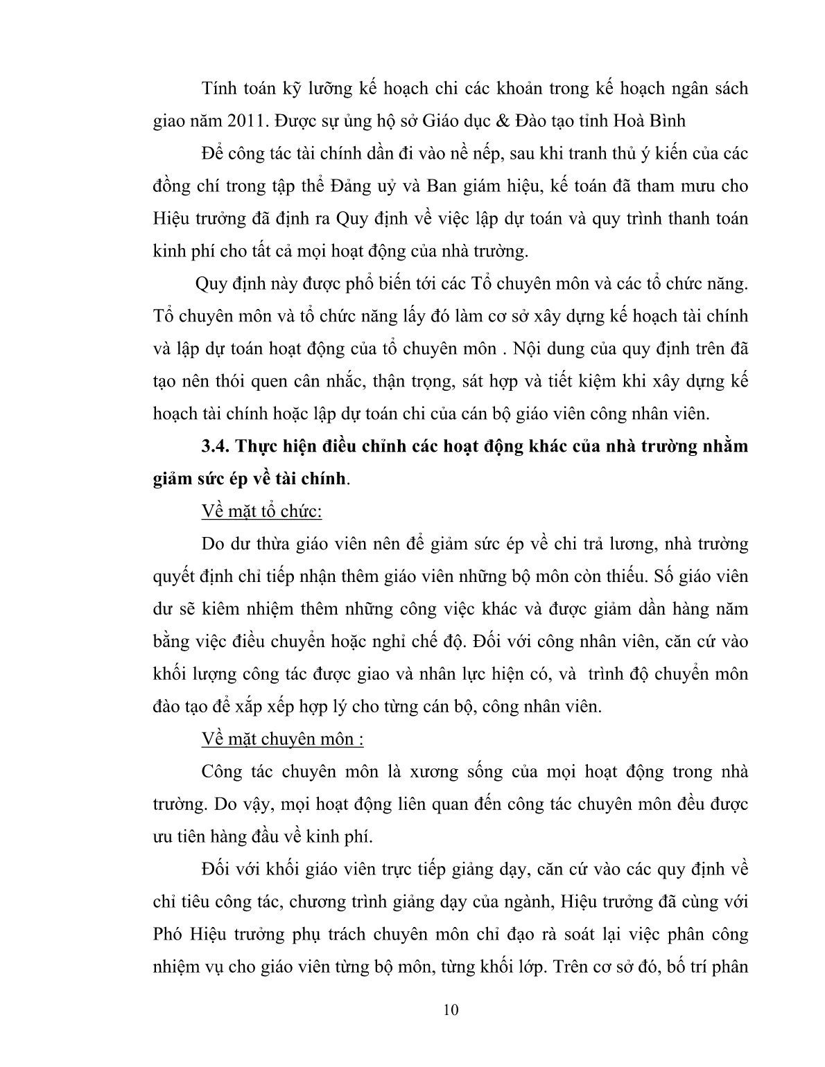 SKKN Một số giải pháp thực hiện để quản lý tài chính và có kinh phí để mua sắm tài sản công trong điều kiện hết sức khó khăn về ngân sách tại trường DTNT tỉnh Hòa Bình trang 10