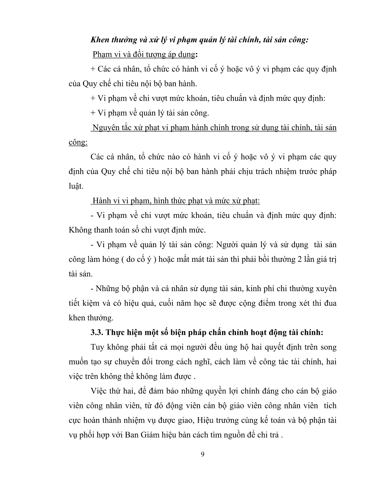 SKKN Một số giải pháp thực hiện để quản lý tài chính và có kinh phí để mua sắm tài sản công trong điều kiện hết sức khó khăn về ngân sách tại trường DTNT tỉnh Hòa Bình trang 9