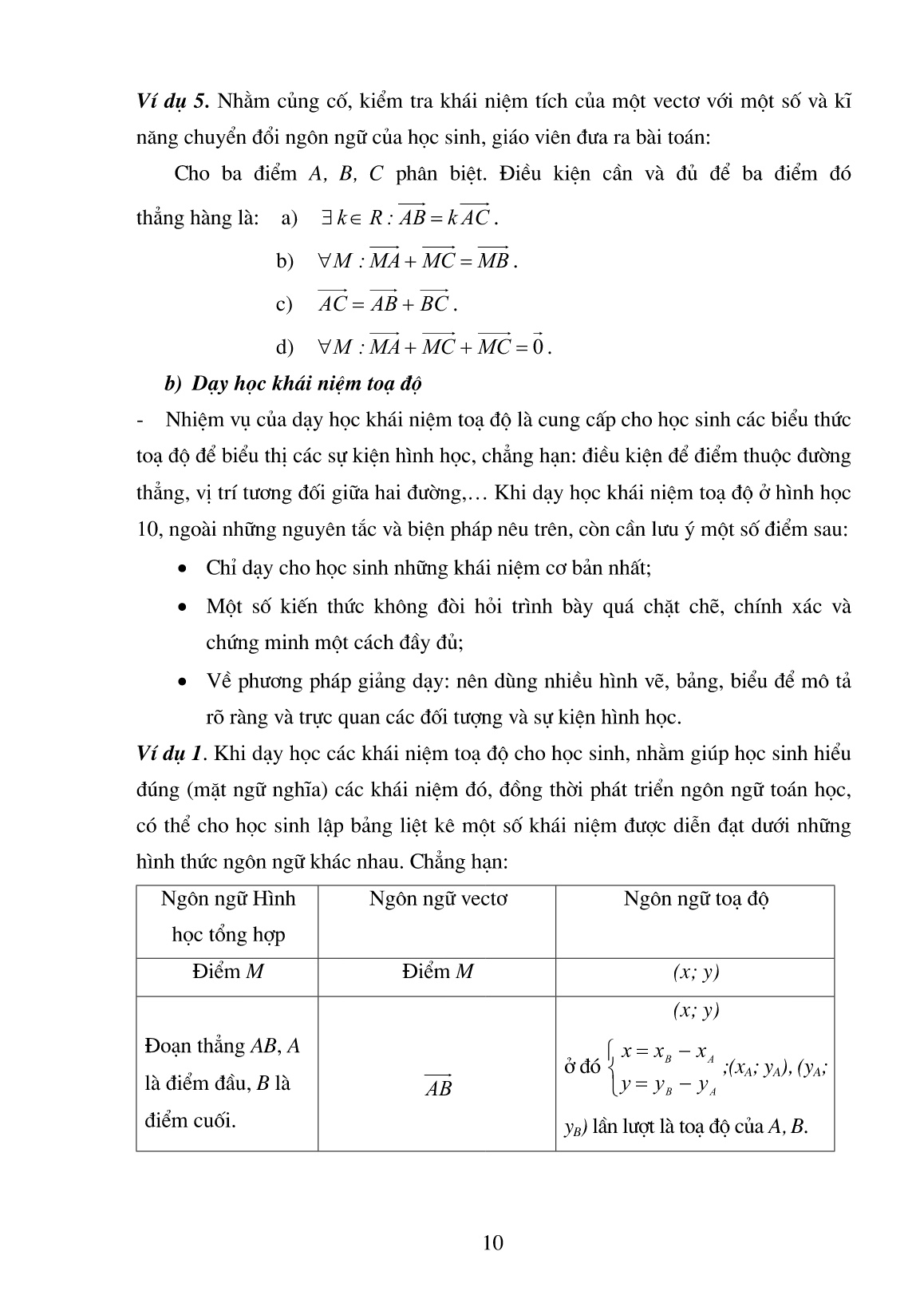 SKKN Phát triển ngôn ngữ toán học cho học sinh thông qua dạy học nội dung véc tơ và tọa độ - Hình học 10 trang 10