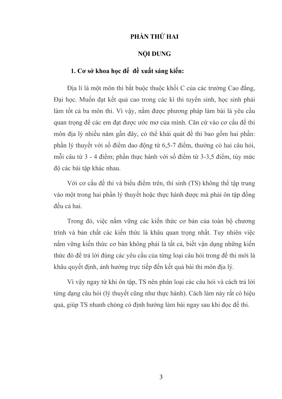 SKKN Phân loại và hướng dẫn cách giải câu hỏi lý thuyết môn Địa lí phục vụ ôn thi cao đẳng và đại học trang 3