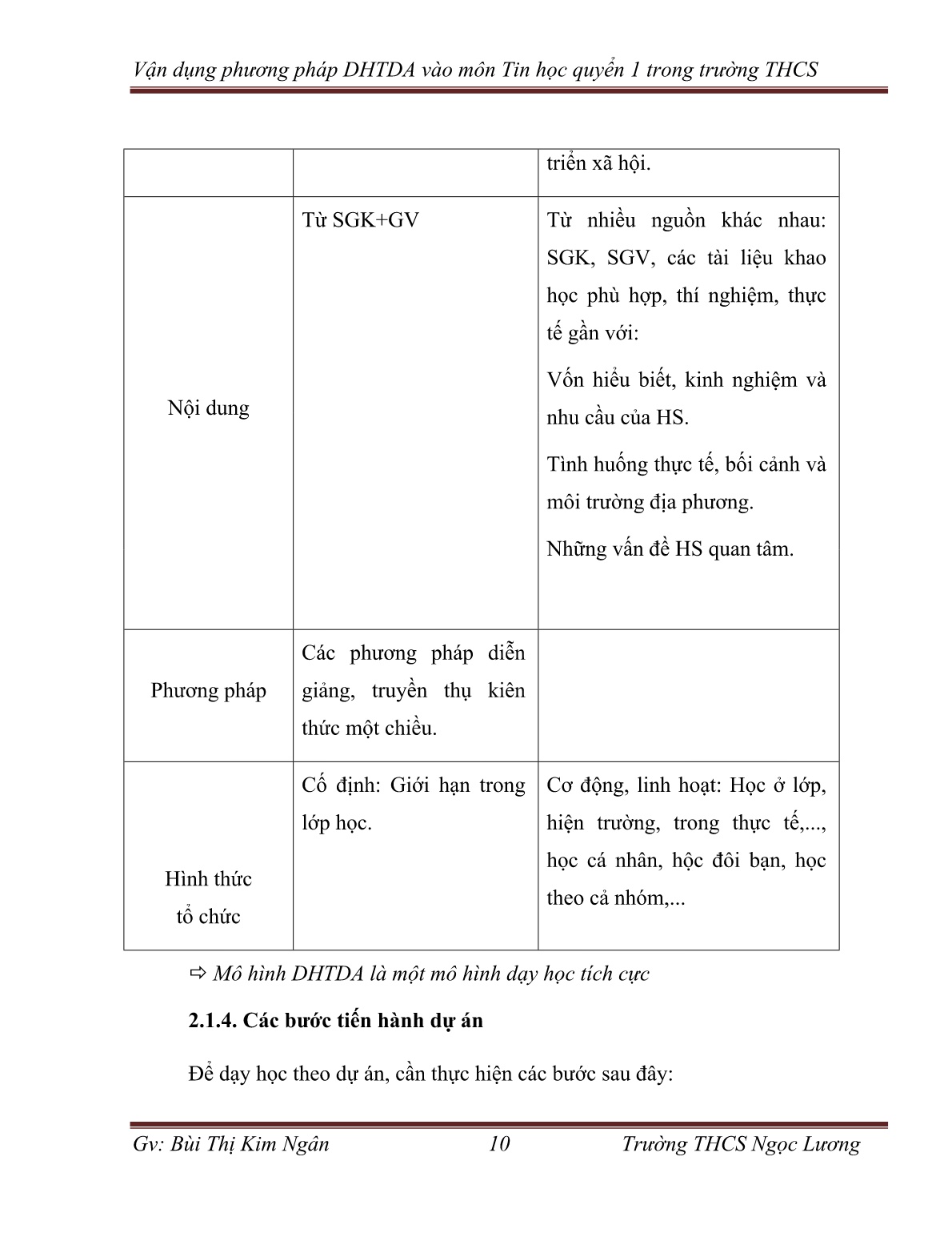 SKKN Vận dụng phương pháp dạy học theo dự án vào chương III – Phần mềm trình chiếu môn Tin học quyển 4 trong trường THCS trang 10