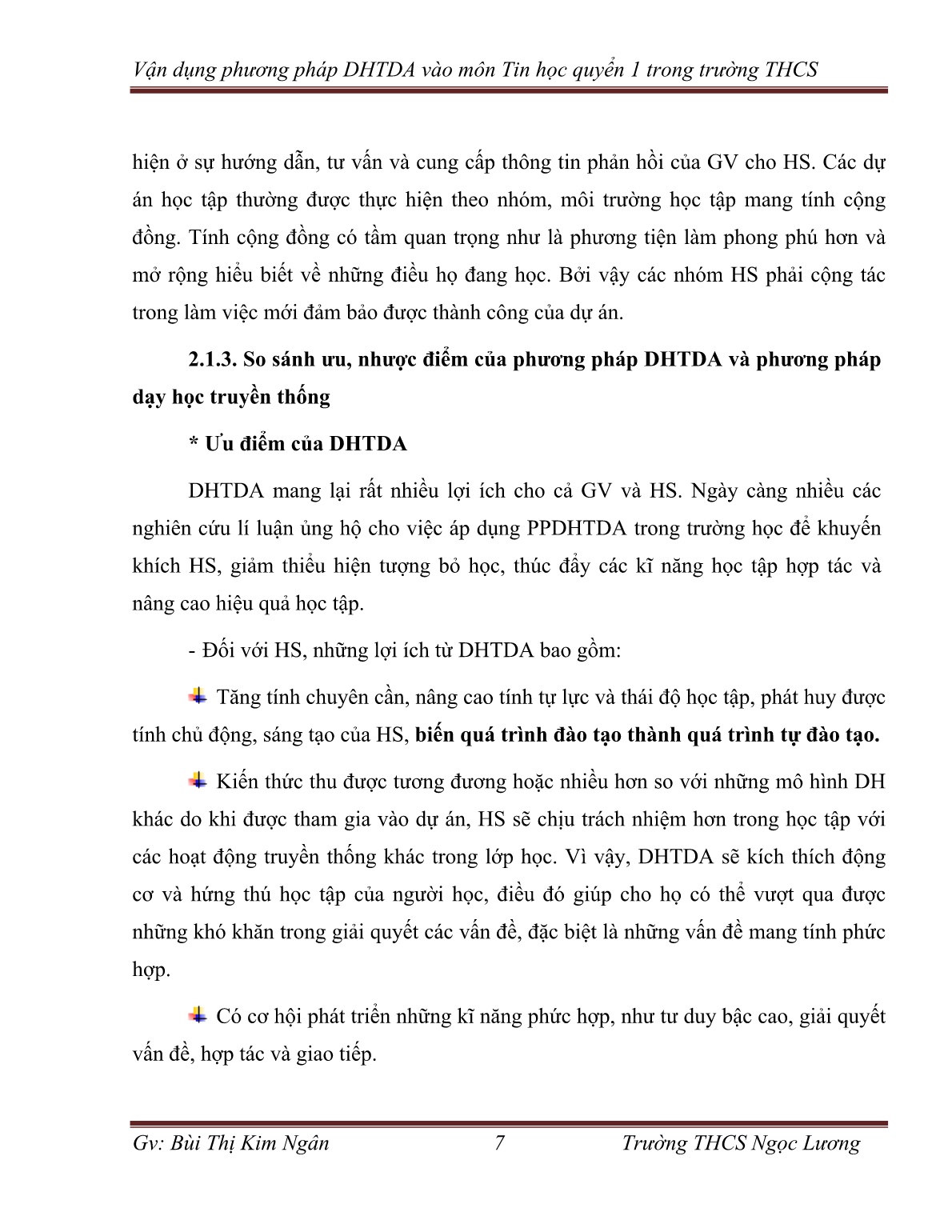 SKKN Vận dụng phương pháp dạy học theo dự án vào chương III – Phần mềm trình chiếu môn Tin học quyển 4 trong trường THCS trang 7