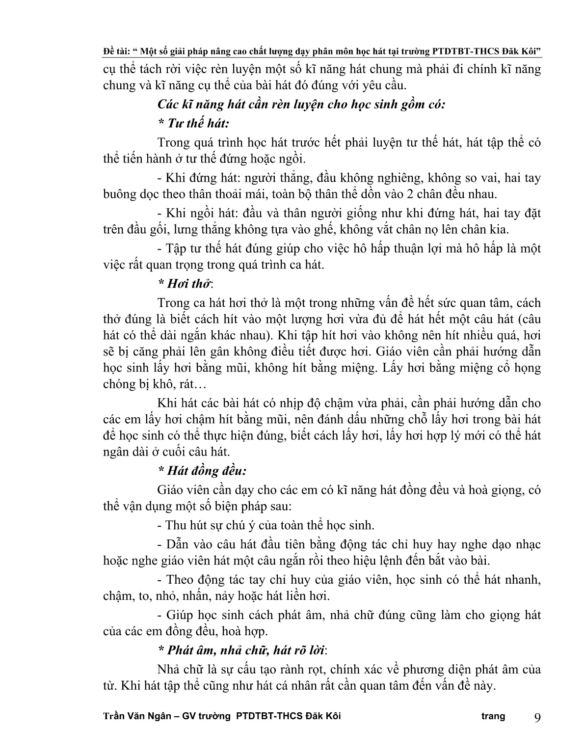 SKKN Một số giải pháp nâng cao chất lượng dạy phân môn học hát tại trường PTDTBT-THCS ĐăK Kôi trang 9