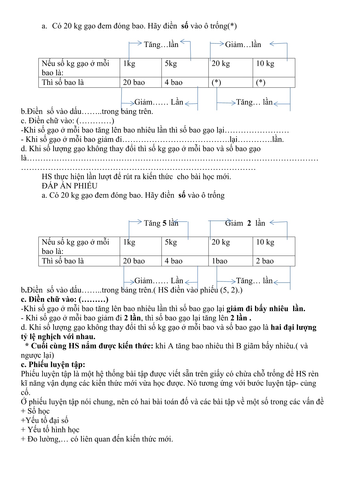 SKKN Phương pháp sử dụng phiếu cho một số dạng toán trong tiết học Toán trang 5