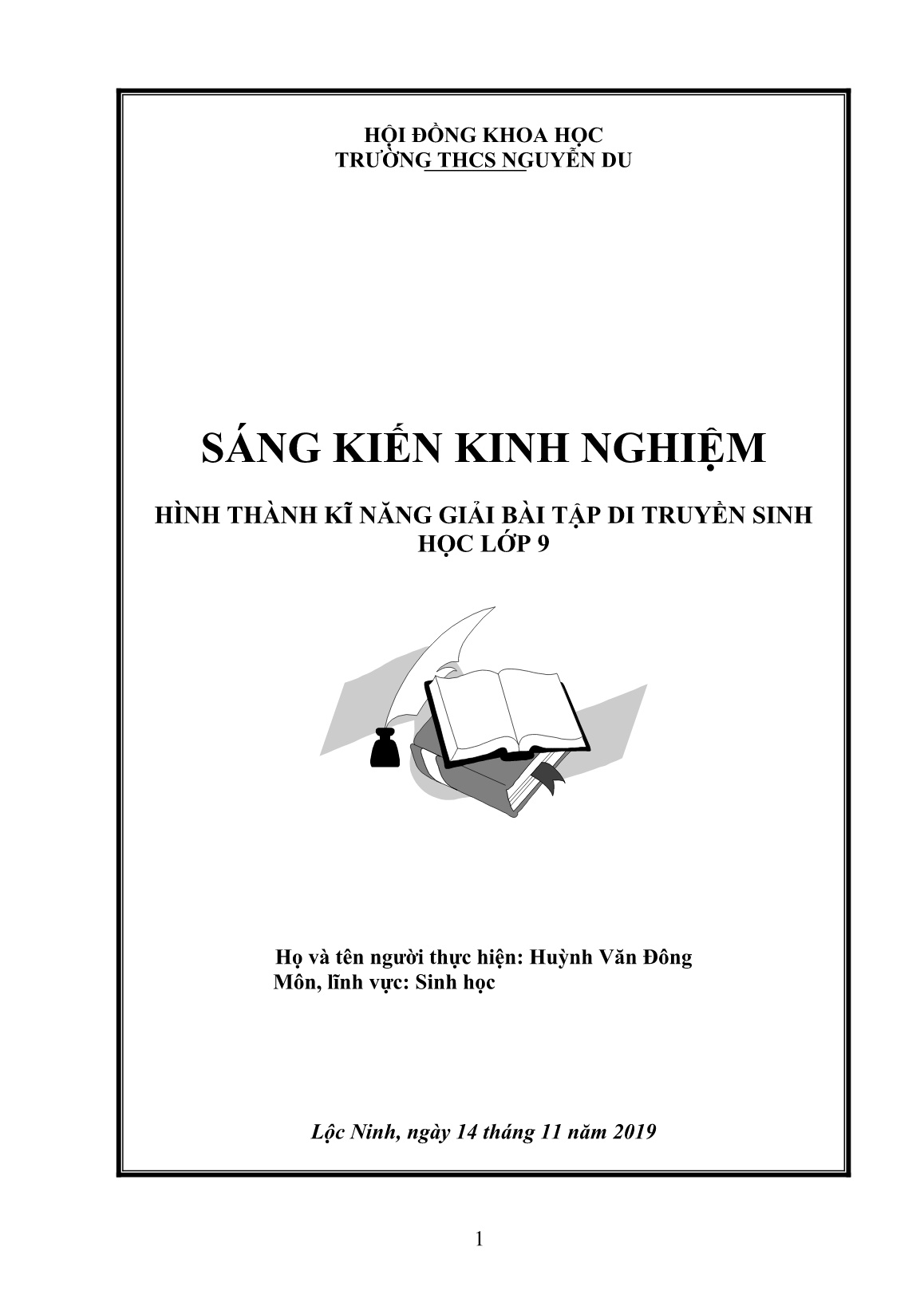 SKKN Hình thành kĩ năng giải bài tập di truyền Sinh học Lớp 9 trang 1