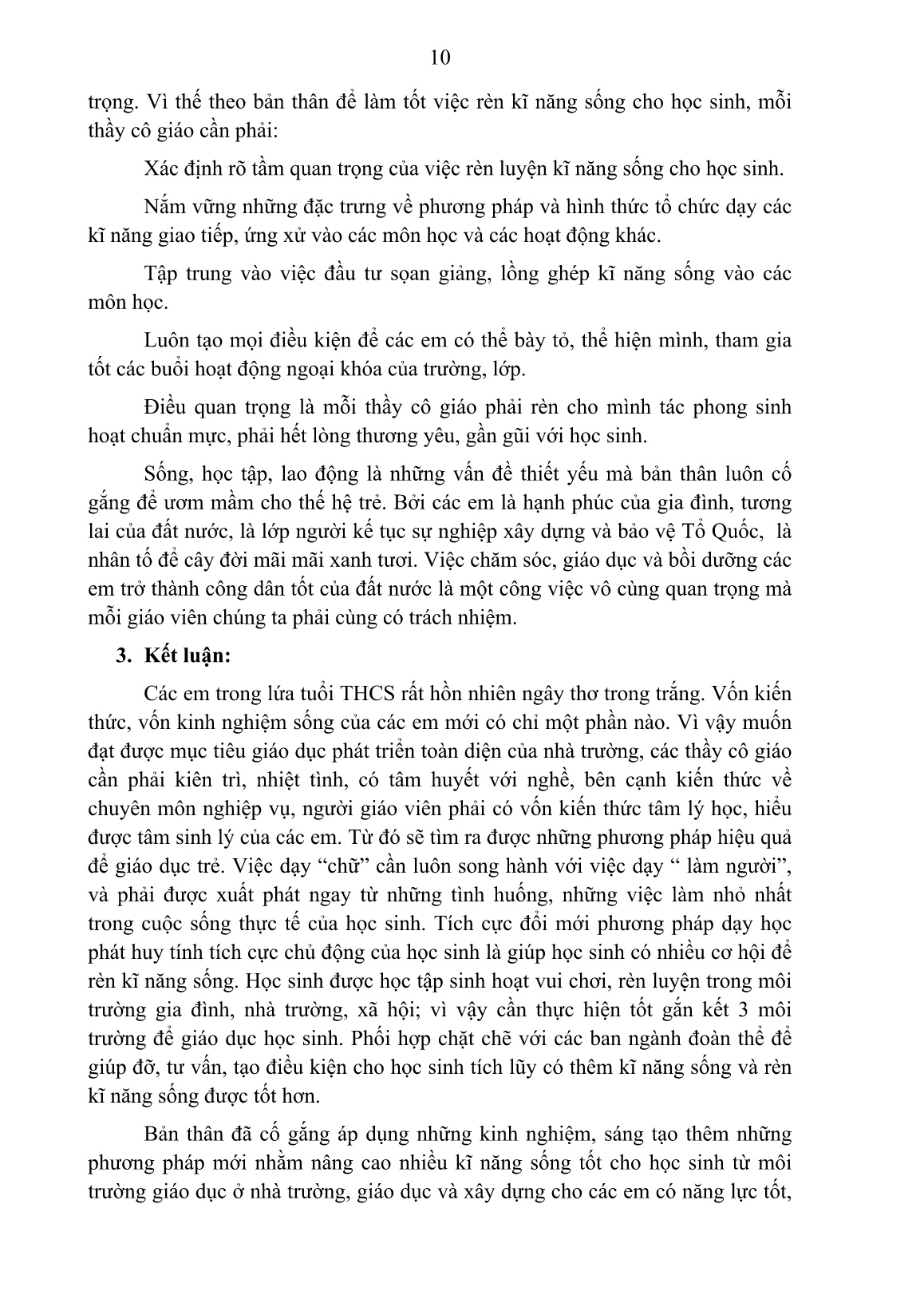 SKKN Giáo dục kỹ năng sống cho học sinh THCS ở vùng sâu, vùng đặc biệt khó khăn trang 10