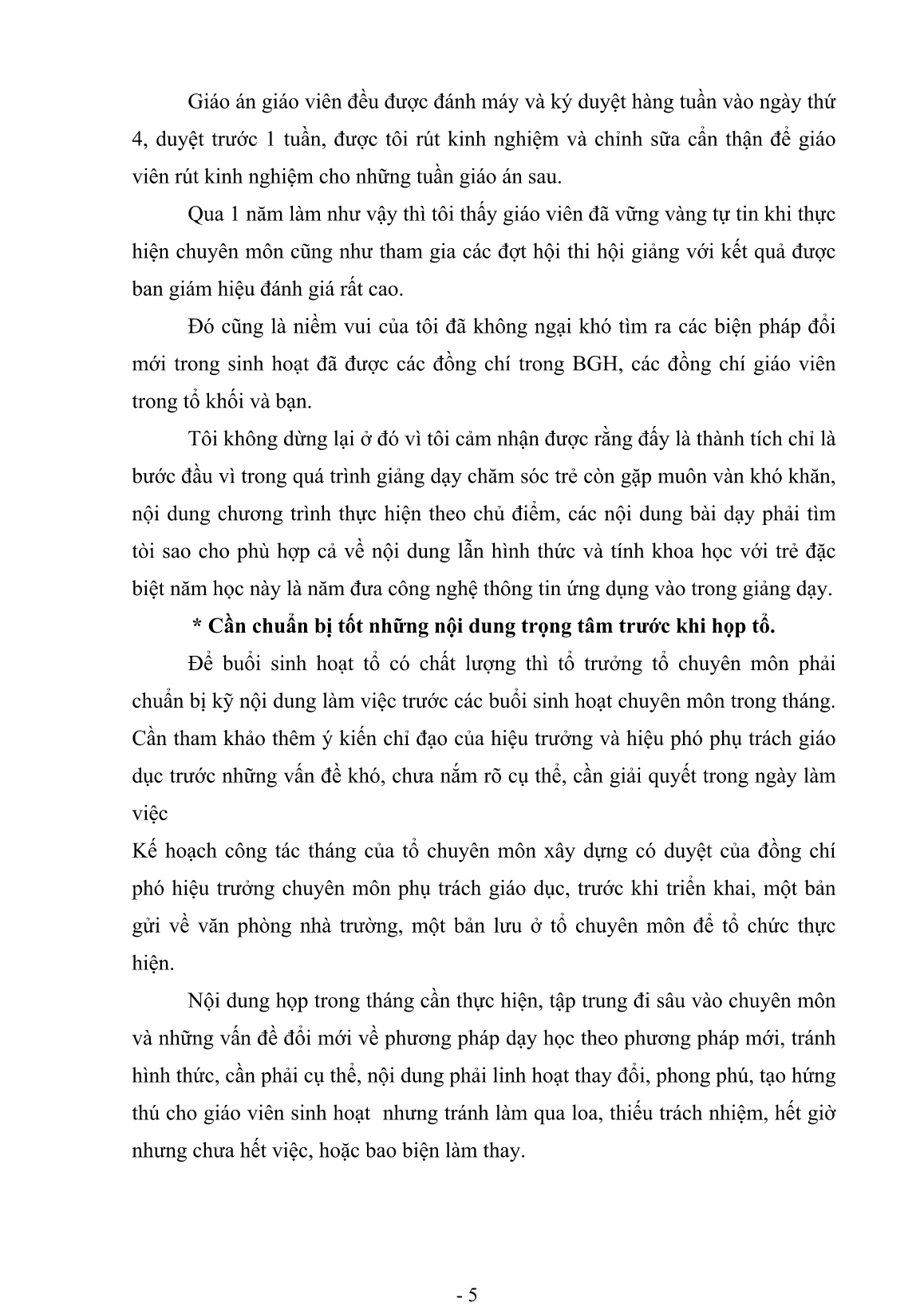 SKKN Một số biện pháp nâng cao chất lượng sinh hoạt tổ chuyên môn trong trường Mầm Non Họa Mi nhằm nâng cao chất lượng giáo dục trẻ mầm non trang 5