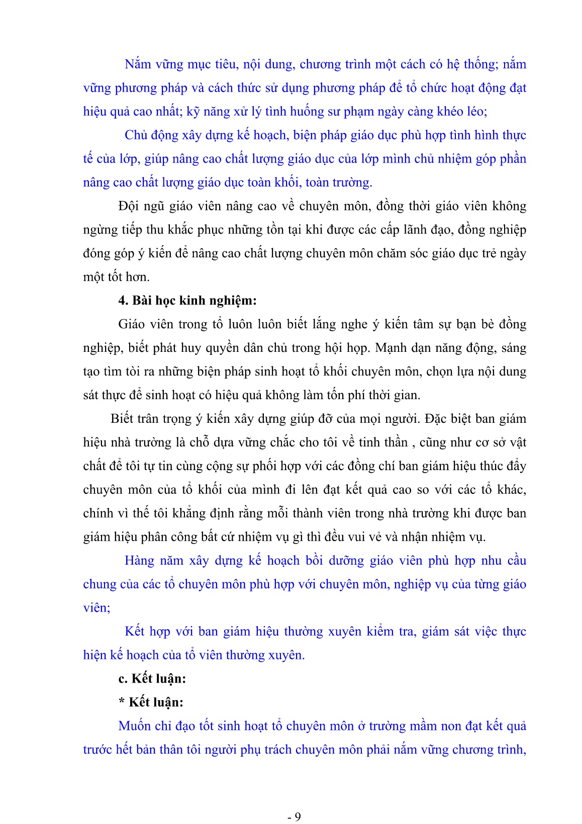 SKKN Một số biện pháp nâng cao chất lượng sinh hoạt tổ chuyên môn trong trường Mầm Non Họa Mi nhằm nâng cao chất lượng giáo dục trẻ mầm non trang 9