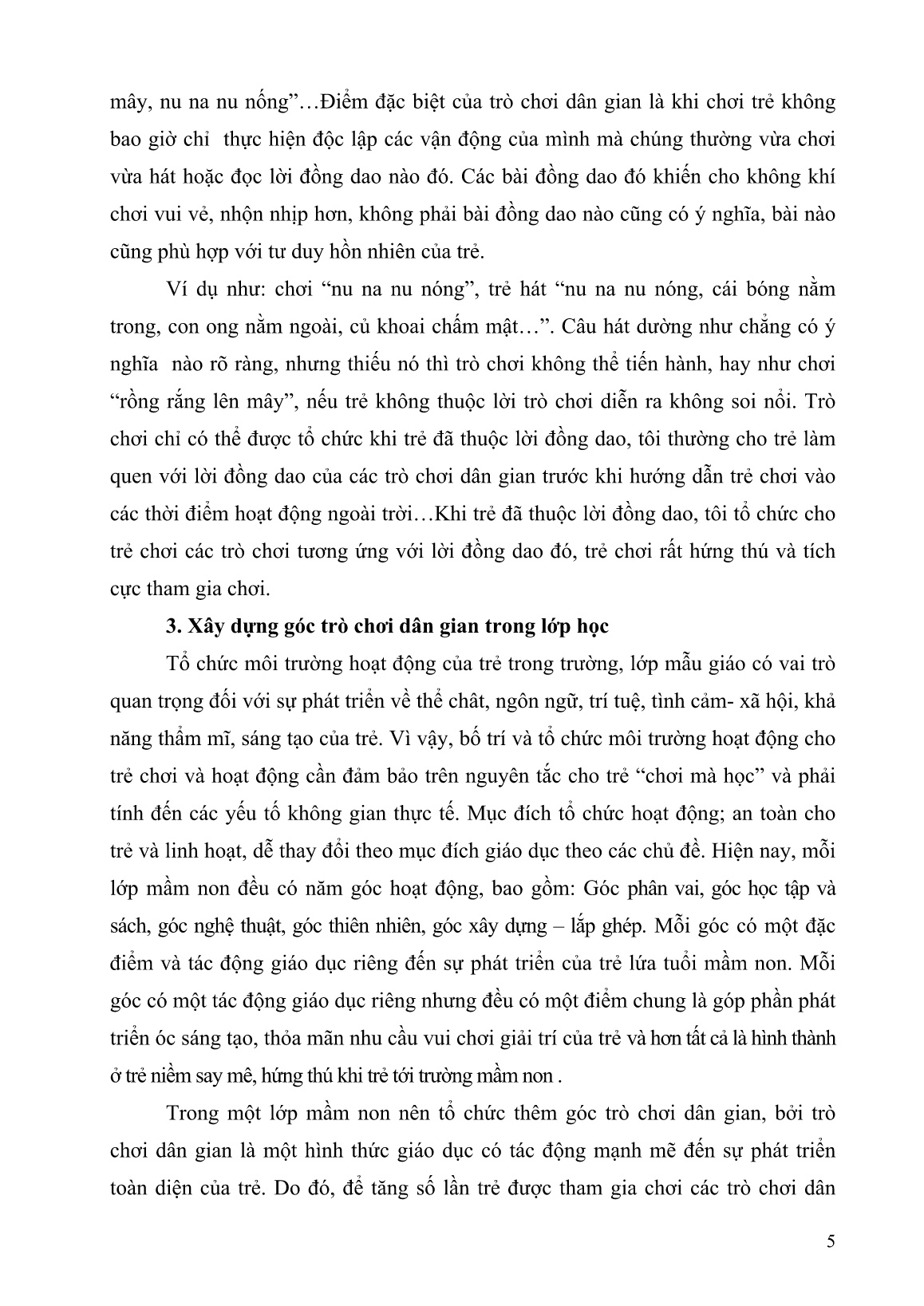SKKN Một số giải pháp nâng cao hiệu quả tổ chức các trò chơi dân gian cho trẻ mẫu giáo trang 5