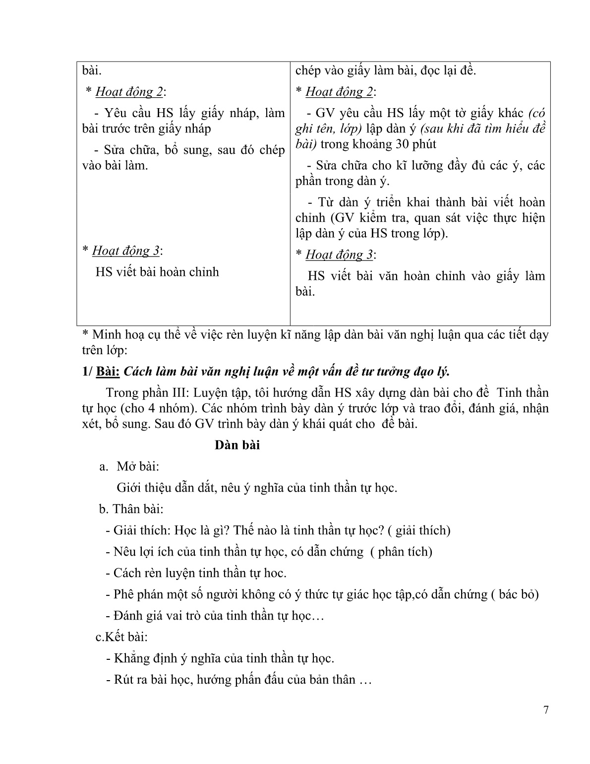 SKKN Rèn luyện kỹ năng làm dàn bài văn nghị luận cho học sinh Lớp 9, theo hướng đổi mới trang 7