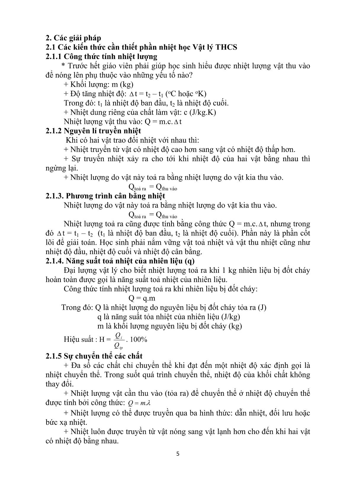 SKKN Một vài kinh nghiệm giải các dạng bài tập nâng cao phần nhiệt học trong bộ môn Vật lý 8 ở Trường THCS trang 5