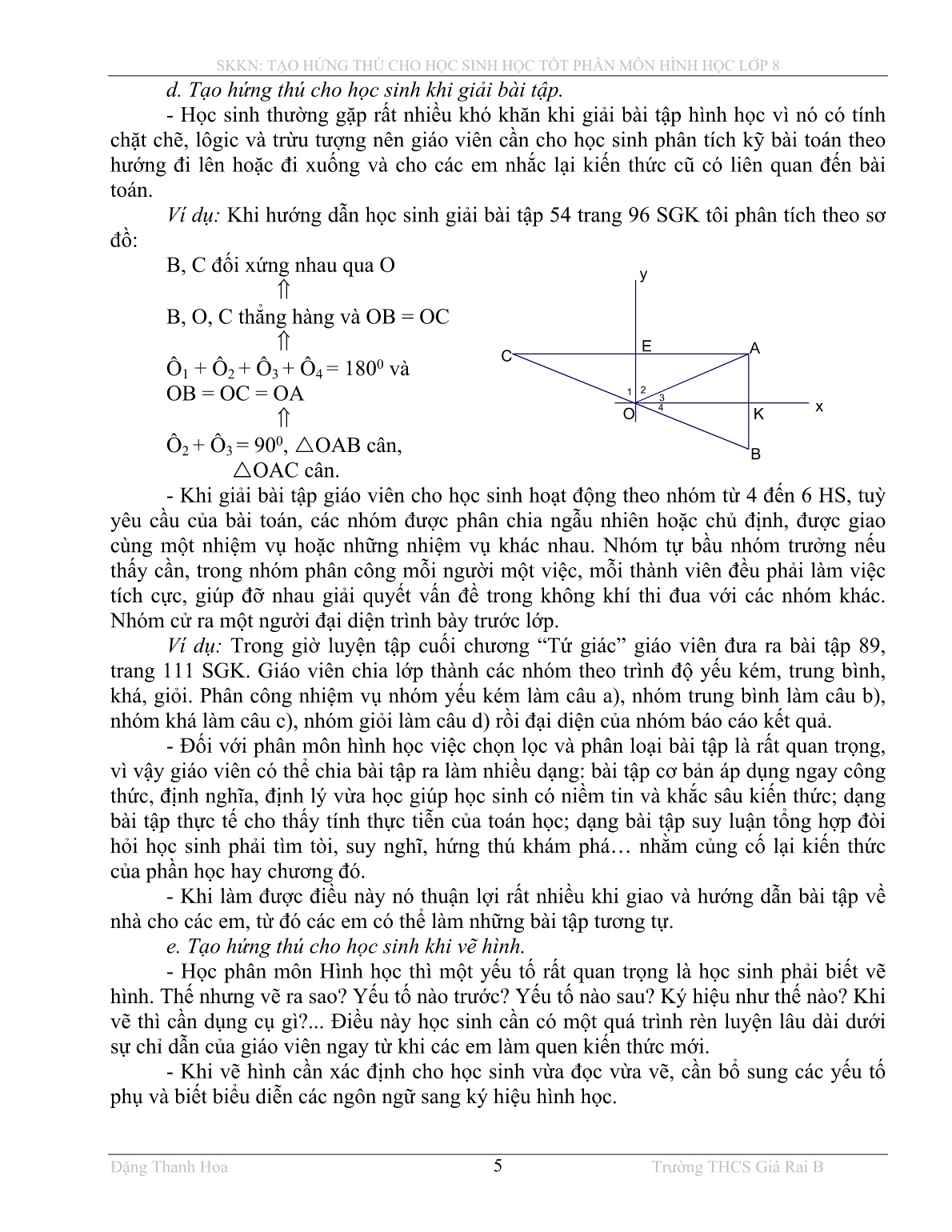 SKKN Tạo hứng thú cho học sinh học tốt phân môn Hình học Lớp 8 trang 5