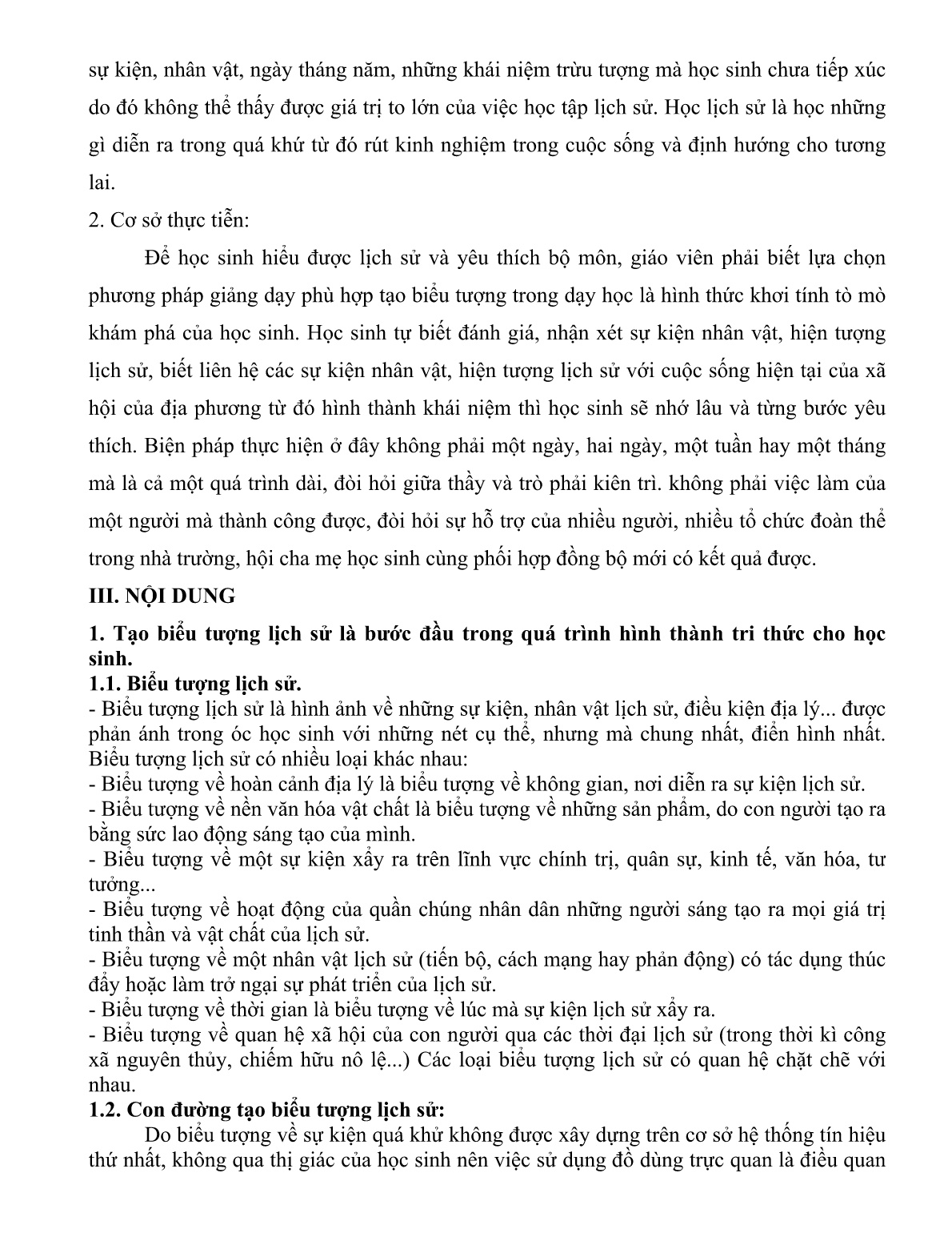 Chuyên đề Tạo biểu tượng, hình thành khái niệm, là con đường cung cấp tri thức lịch sử cho học sinh trang 3