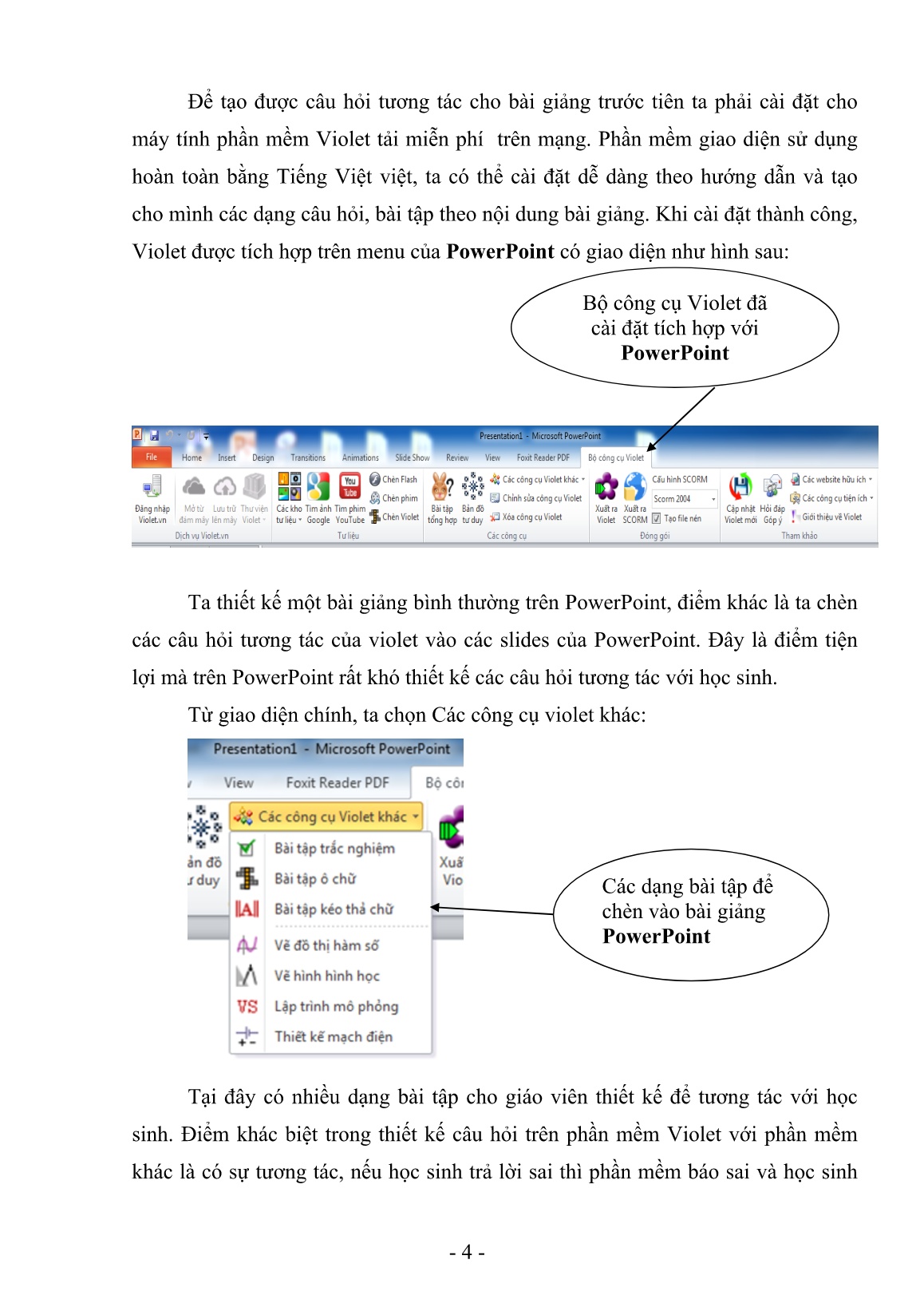 SKKN Tích hợp câu hỏi violet vào bài giảng powerpoint để tiết học sinh động hơn, hiệu quả hơn trang 4
