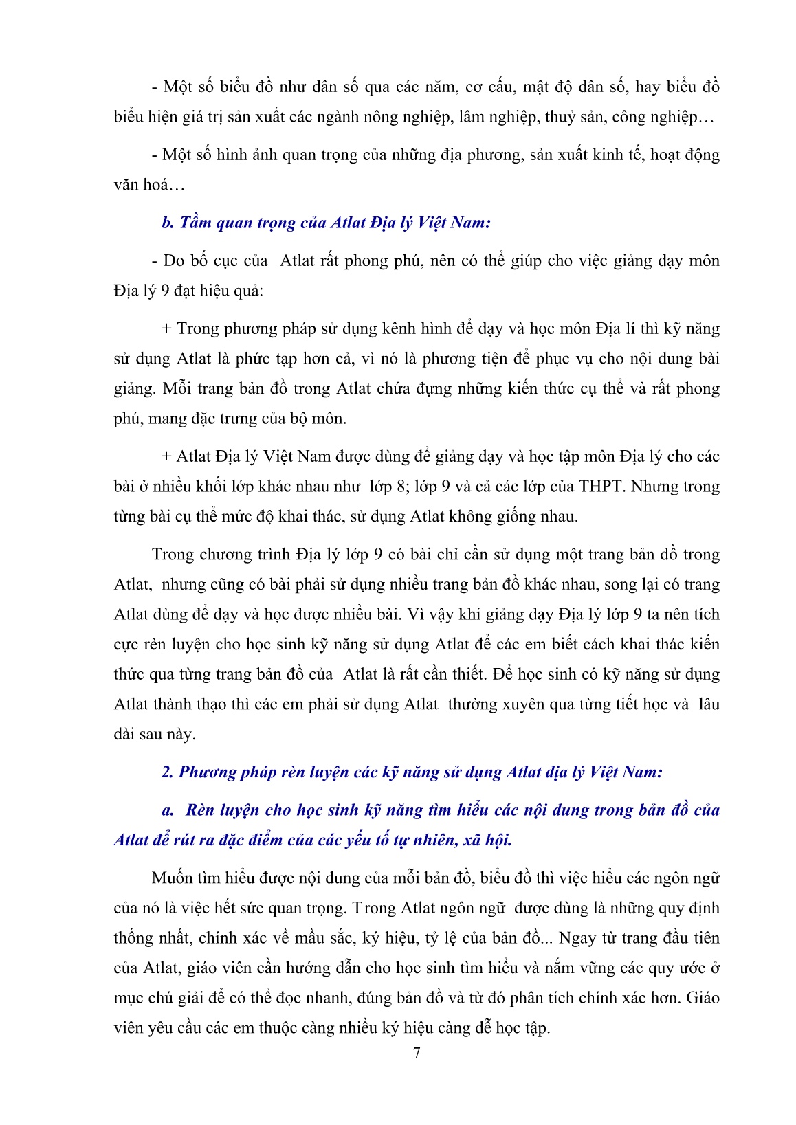 Sáng kiến kinh nghiệm Nâng cao chất lượng bộ môn địa lý thông qua việc rèn luyện kỹ năng sử dụng Atlat Điạ lý Việt Nam cho học sinh Lớp 9 trang 7